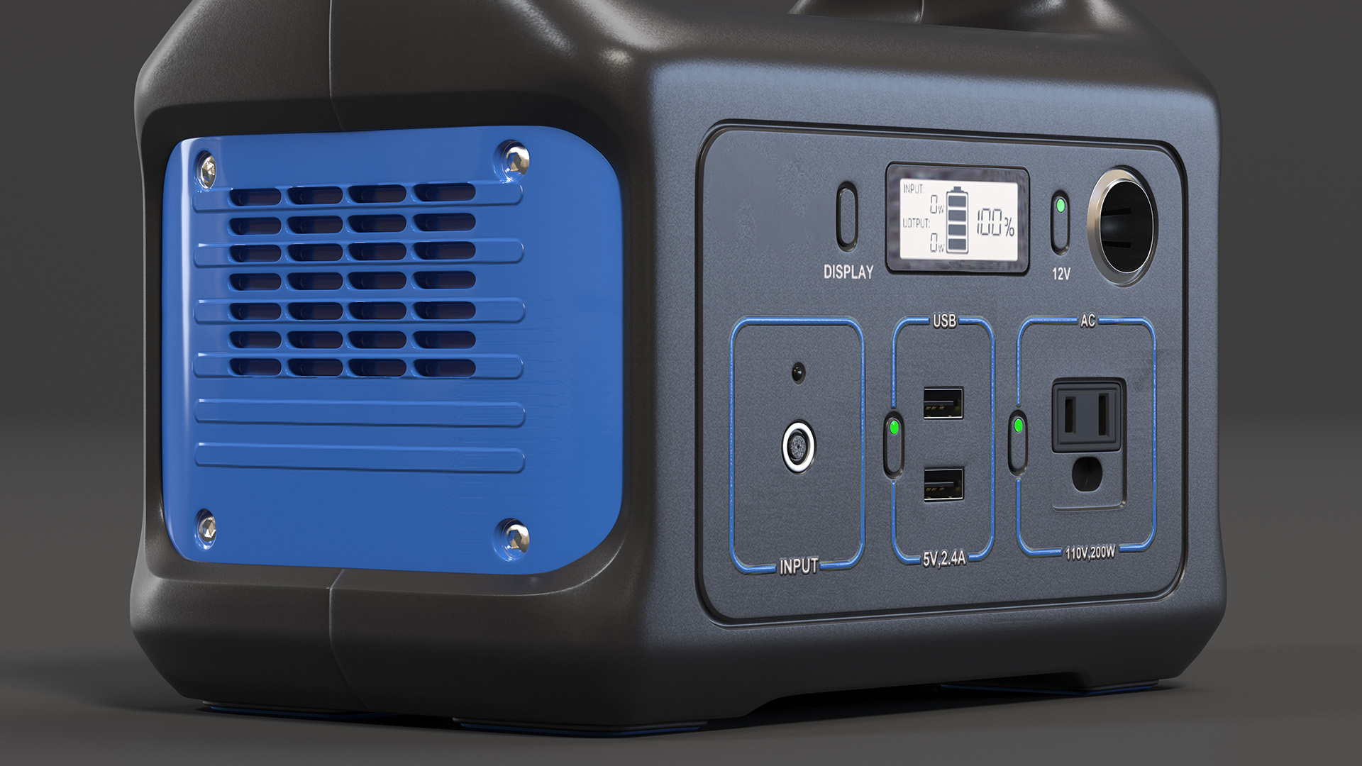 Outdoor Power Storage with Foldable Solar Panel 3D