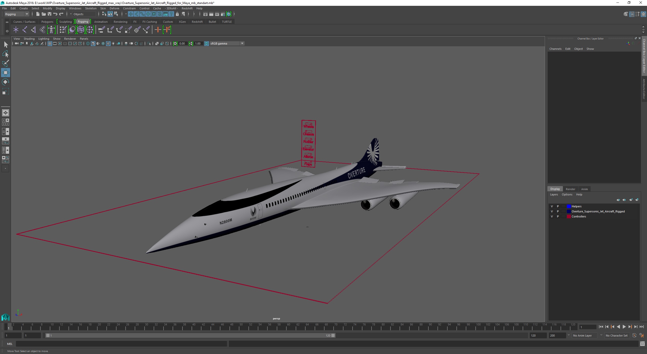 3D Overture Supersonic Jet Aircraft Rigged for Maya model