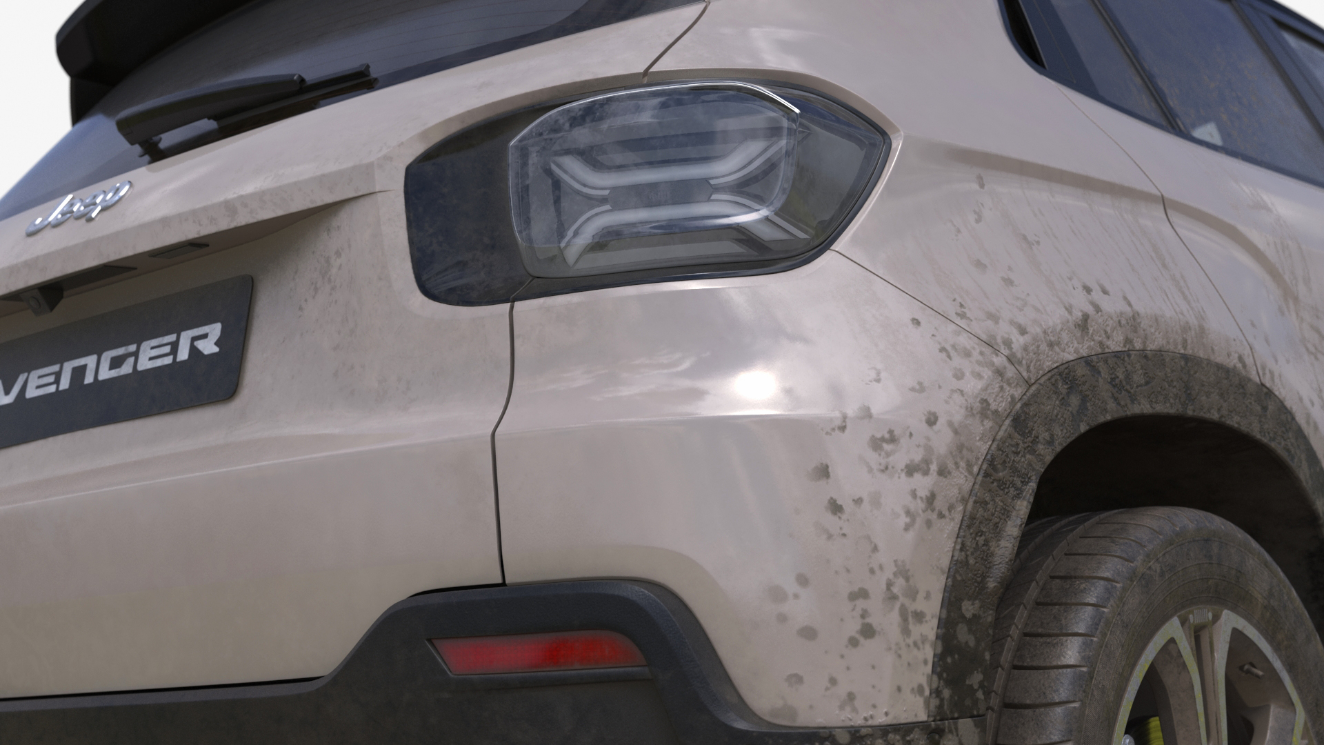 3D Jeep Avenger Crossover Beige Dirty Rigged