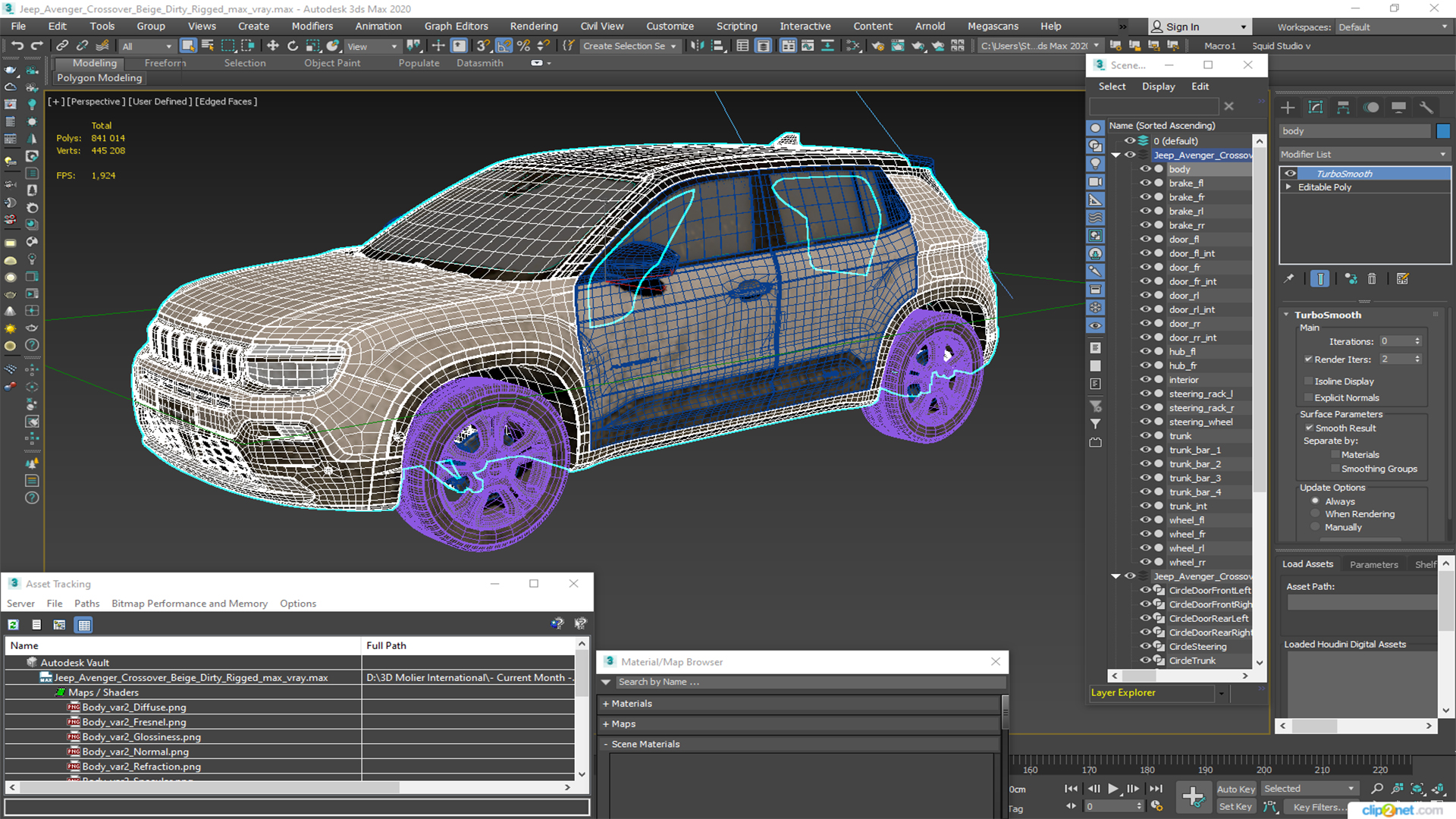 3D Jeep Avenger Crossover Beige Dirty Rigged