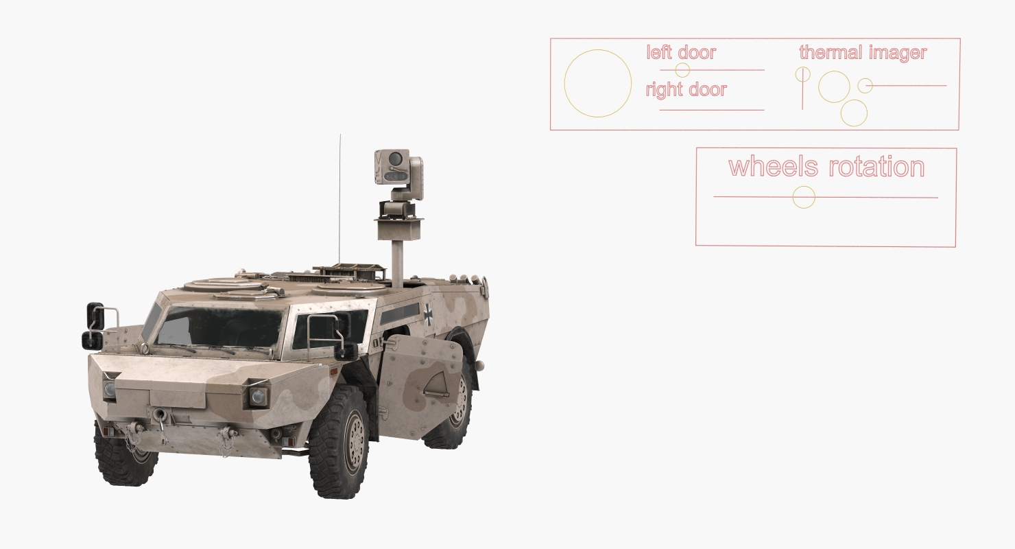 3D Fennek KMW 4x4 Armoured Vehicle Rigged model