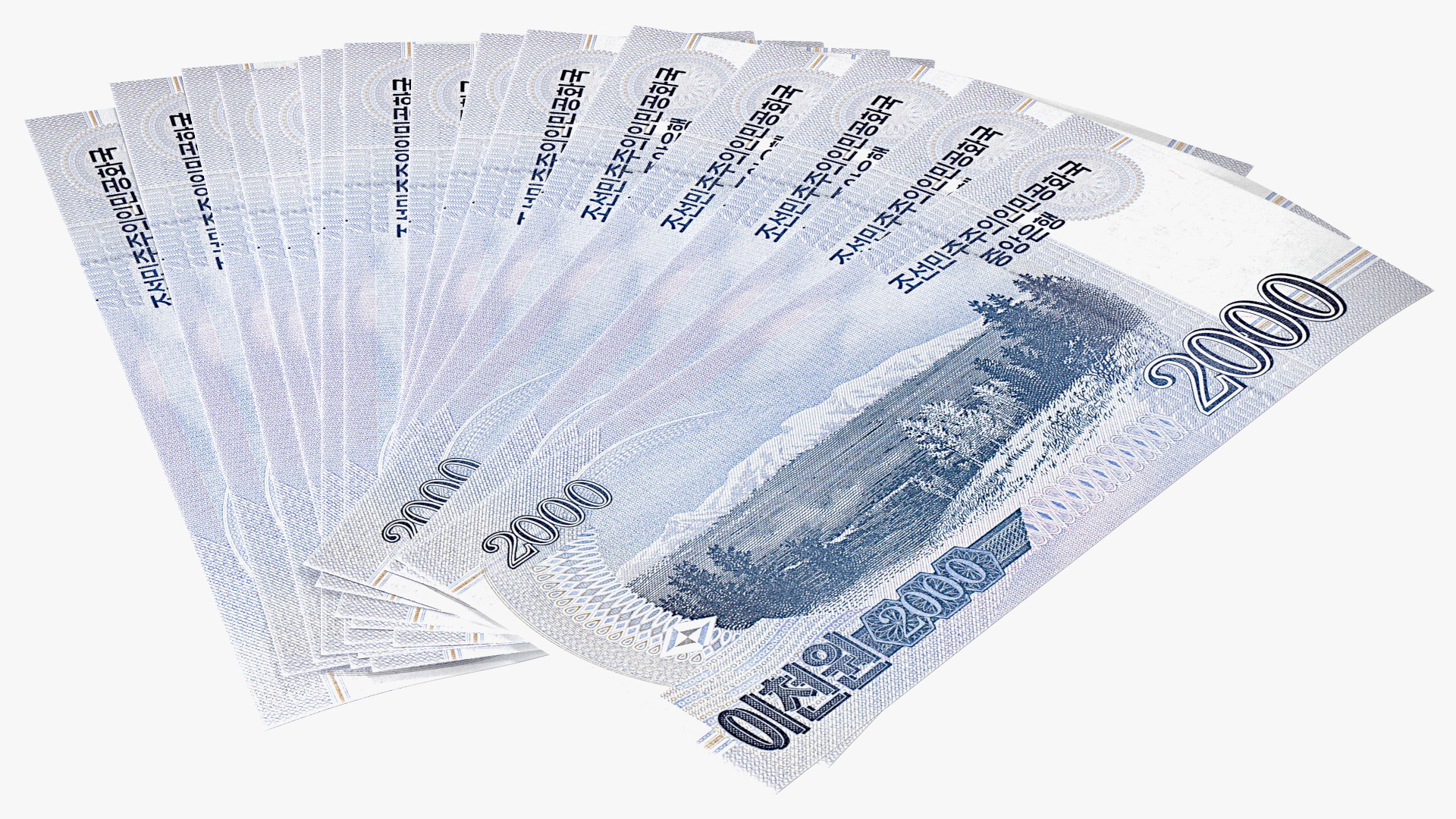 Fan of North Korea 2000 Won Banknotes 3D