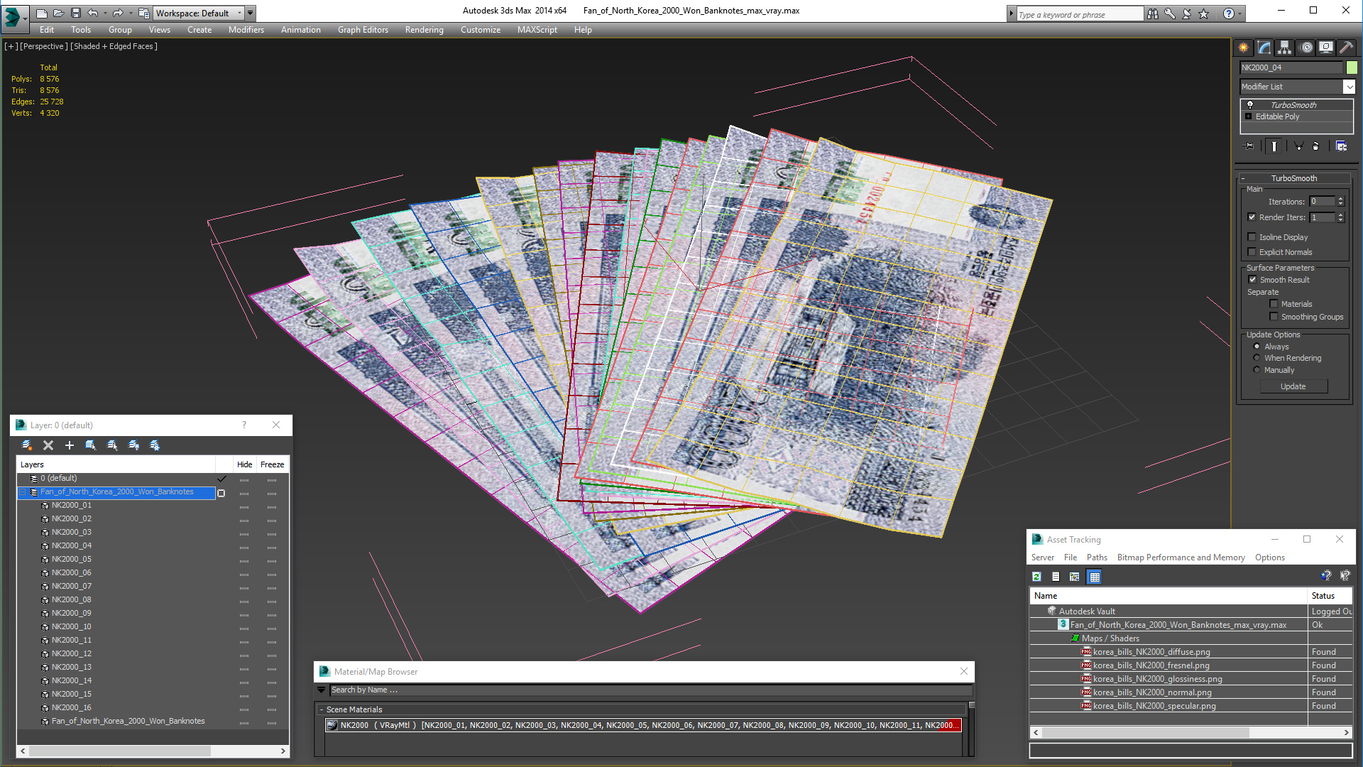 Fan of North Korea 2000 Won Banknotes 3D
