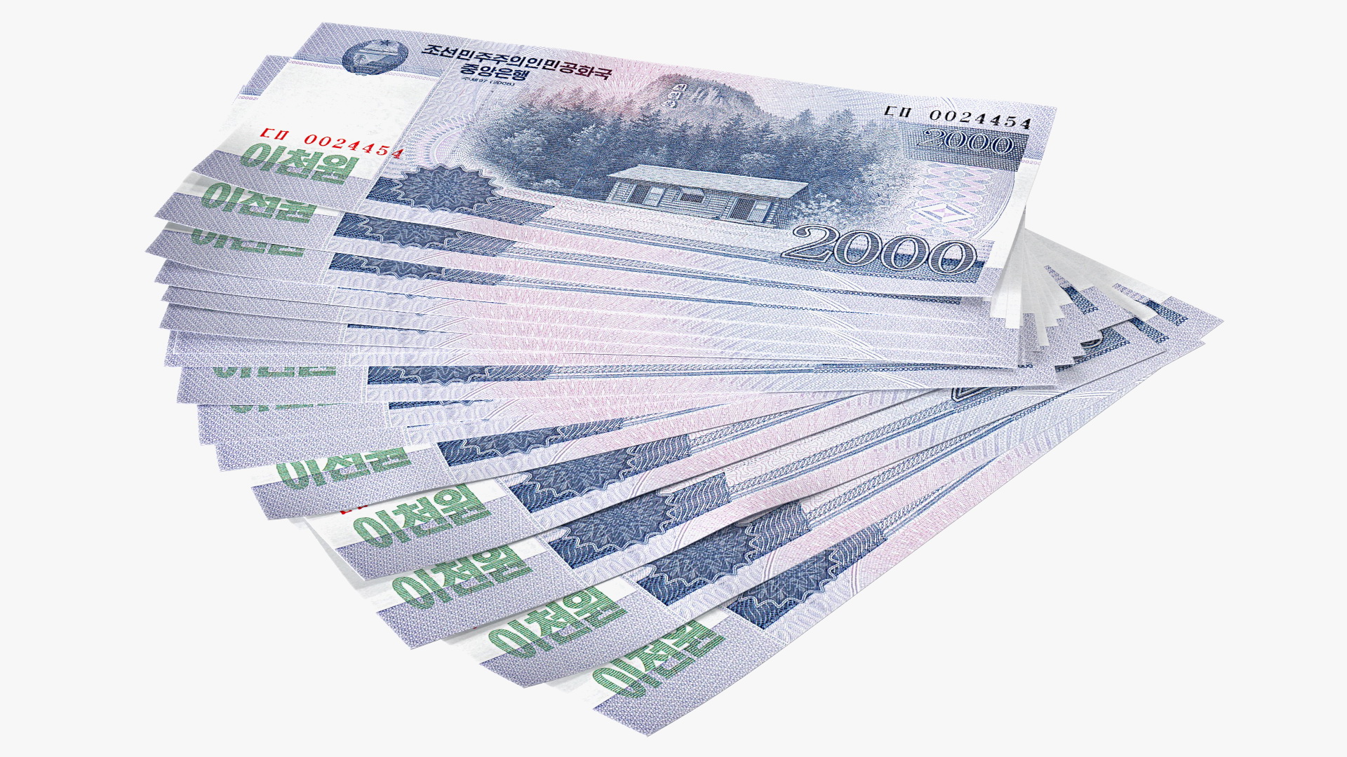 Fan of North Korea 2000 Won Banknotes 3D