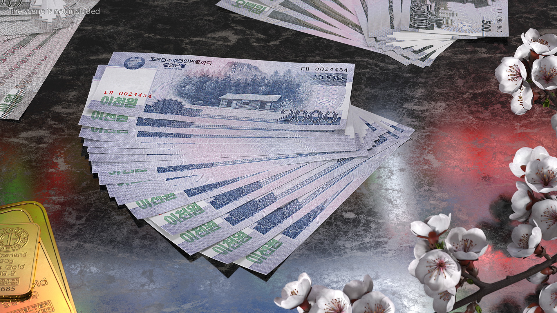 Fan of North Korea 2000 Won Banknotes 3D