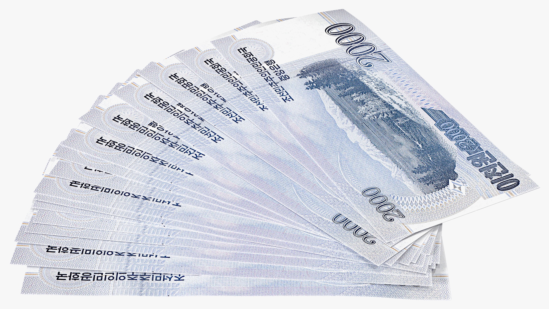 Fan of North Korea 2000 Won Banknotes 3D