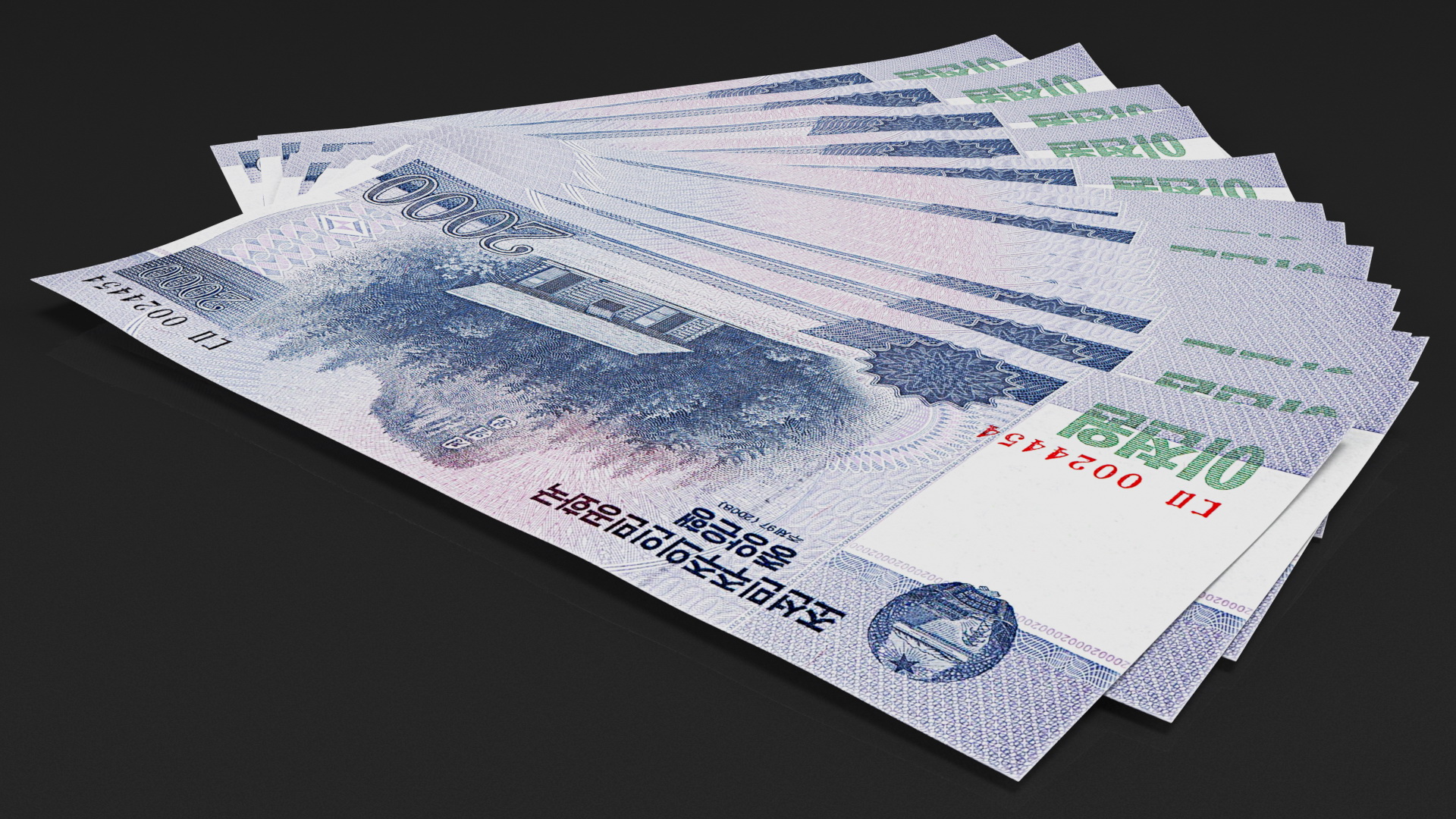 Fan of North Korea 2000 Won Banknotes 3D