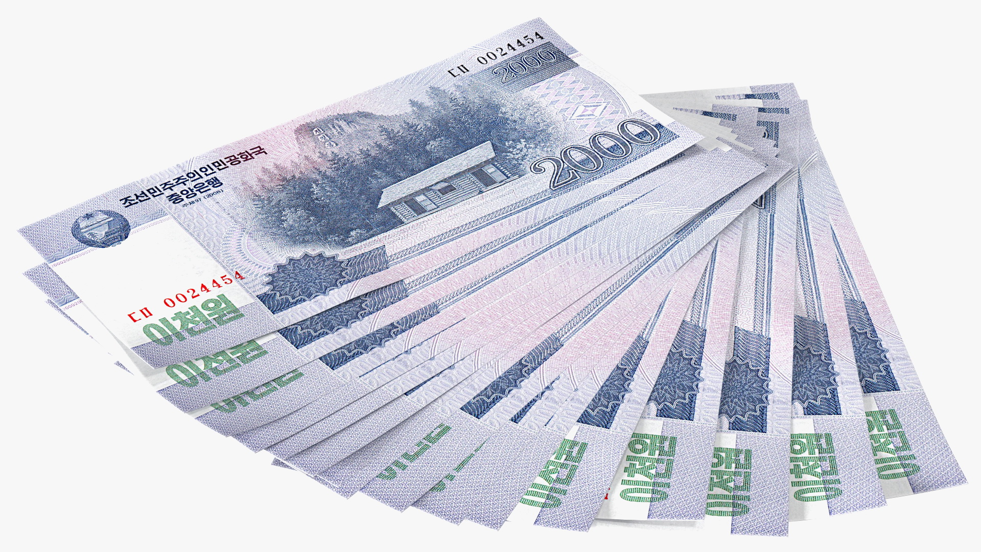 Fan of North Korea 2000 Won Banknotes 3D