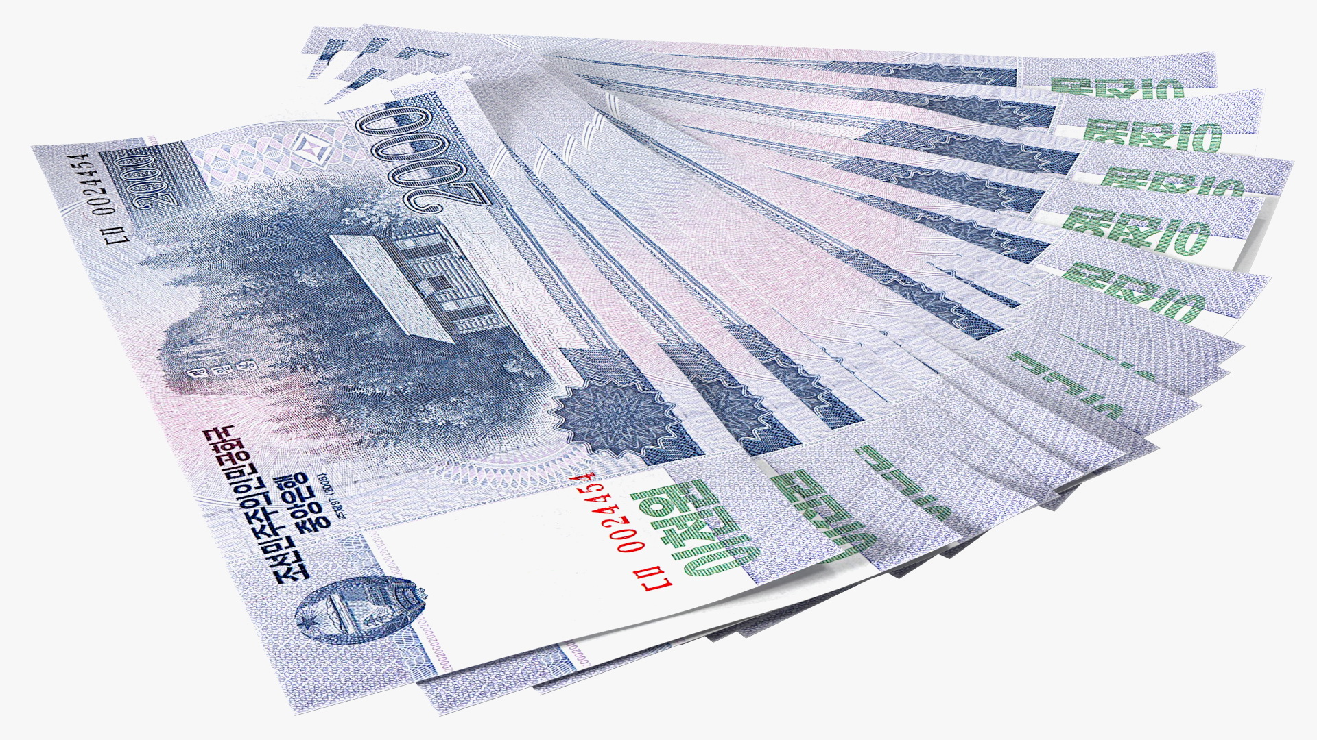 Fan of North Korea 2000 Won Banknotes 3D