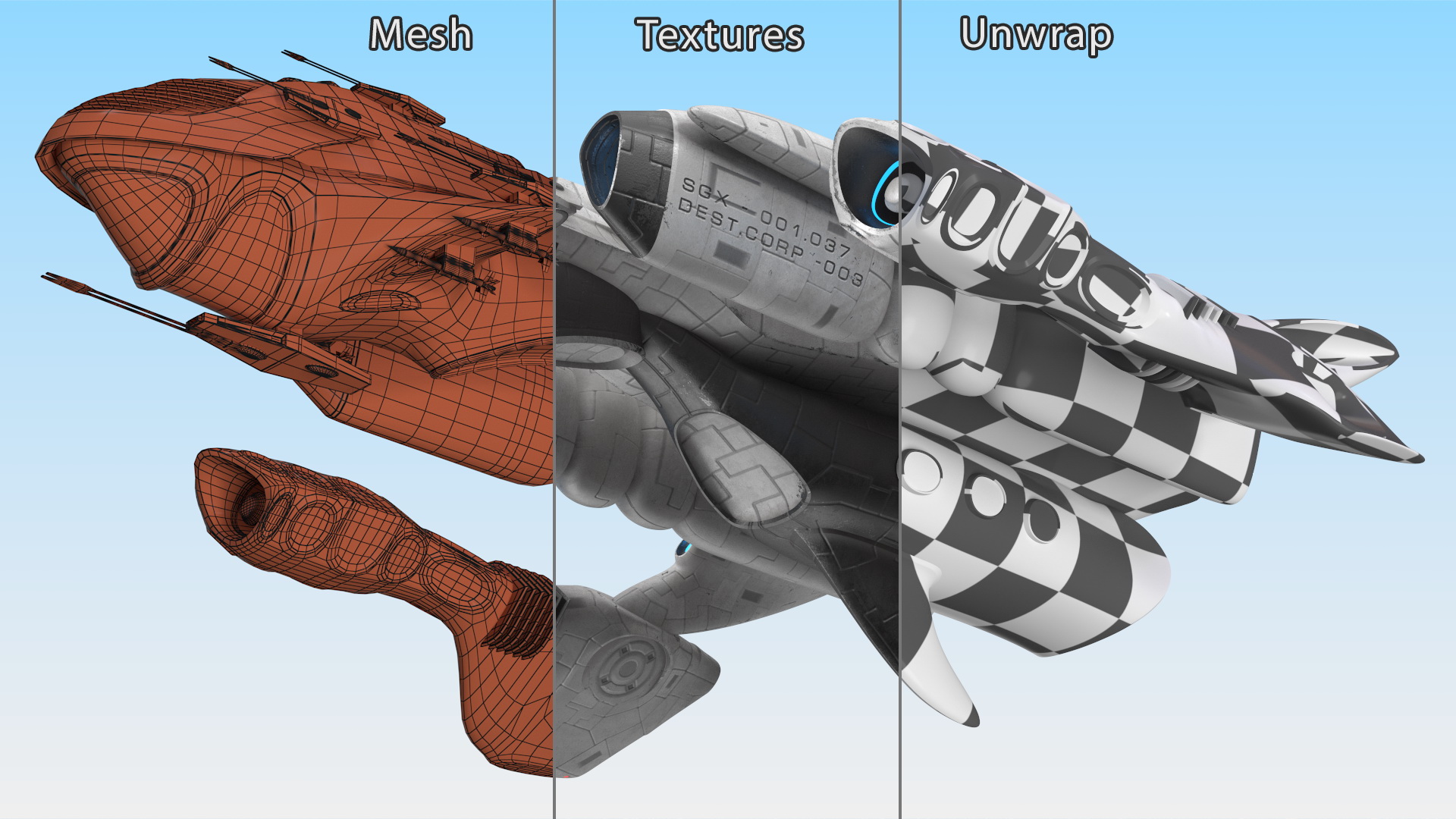 Fantastic Battle Spaceship White 3D