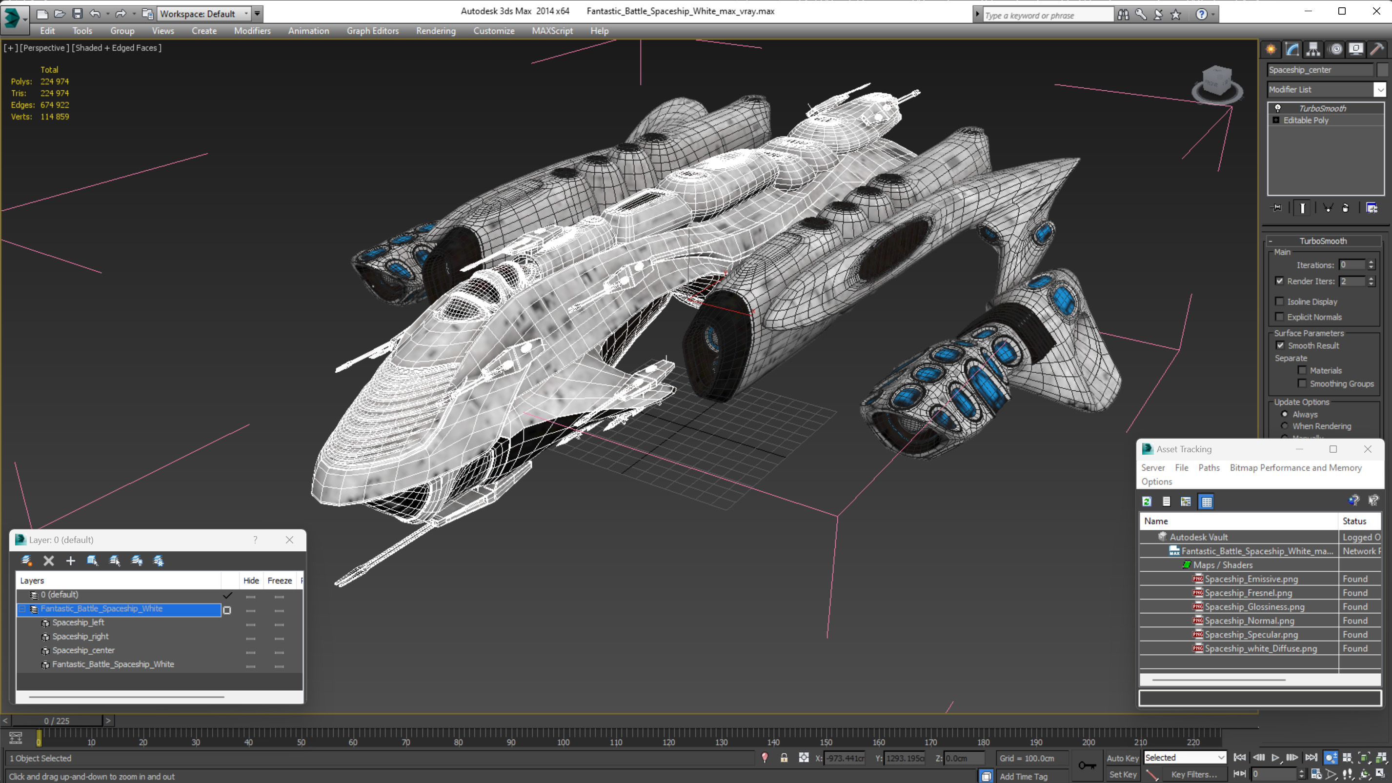 Fantastic Battle Spaceship White 3D
