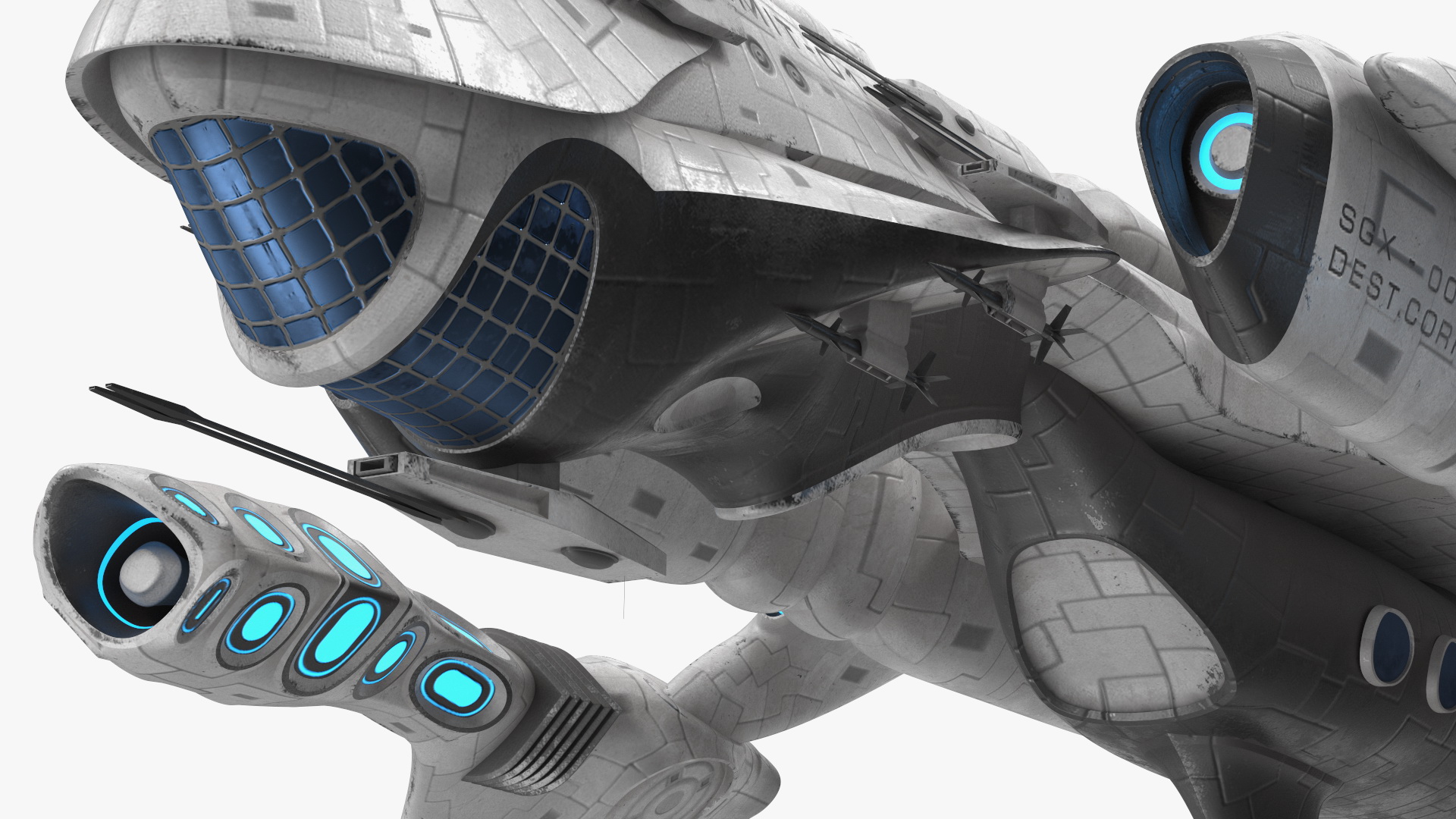Fantastic Battle Spaceship White 3D