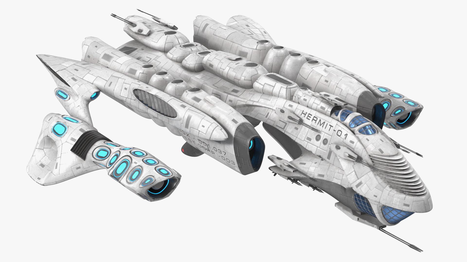 Fantastic Battle Spaceship White 3D