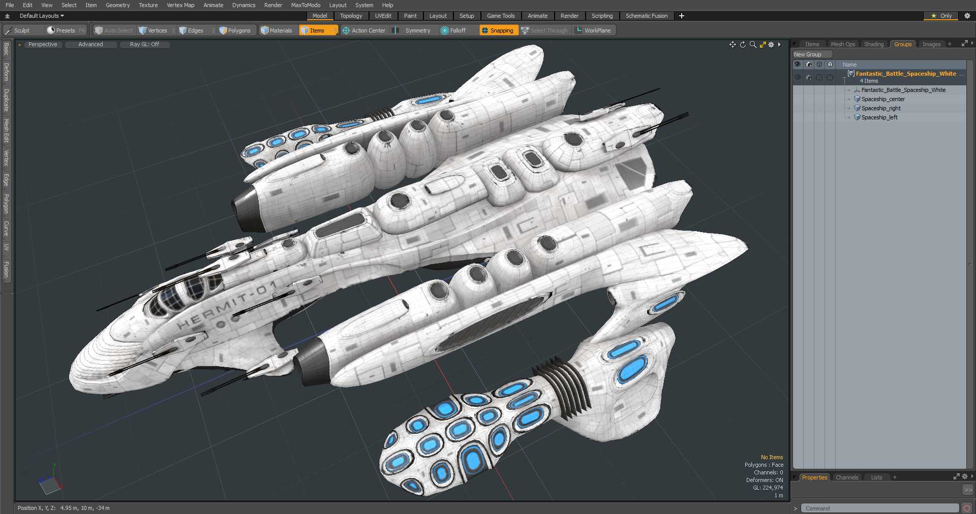 Fantastic Battle Spaceship White 3D