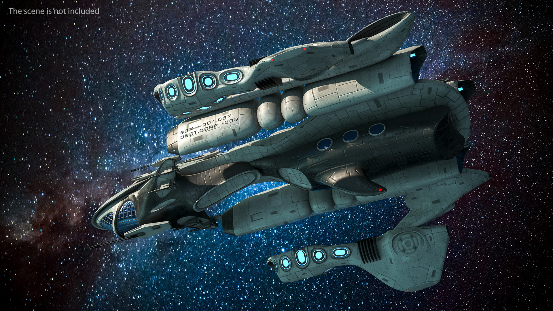 Fantastic Battle Spaceship White 3D