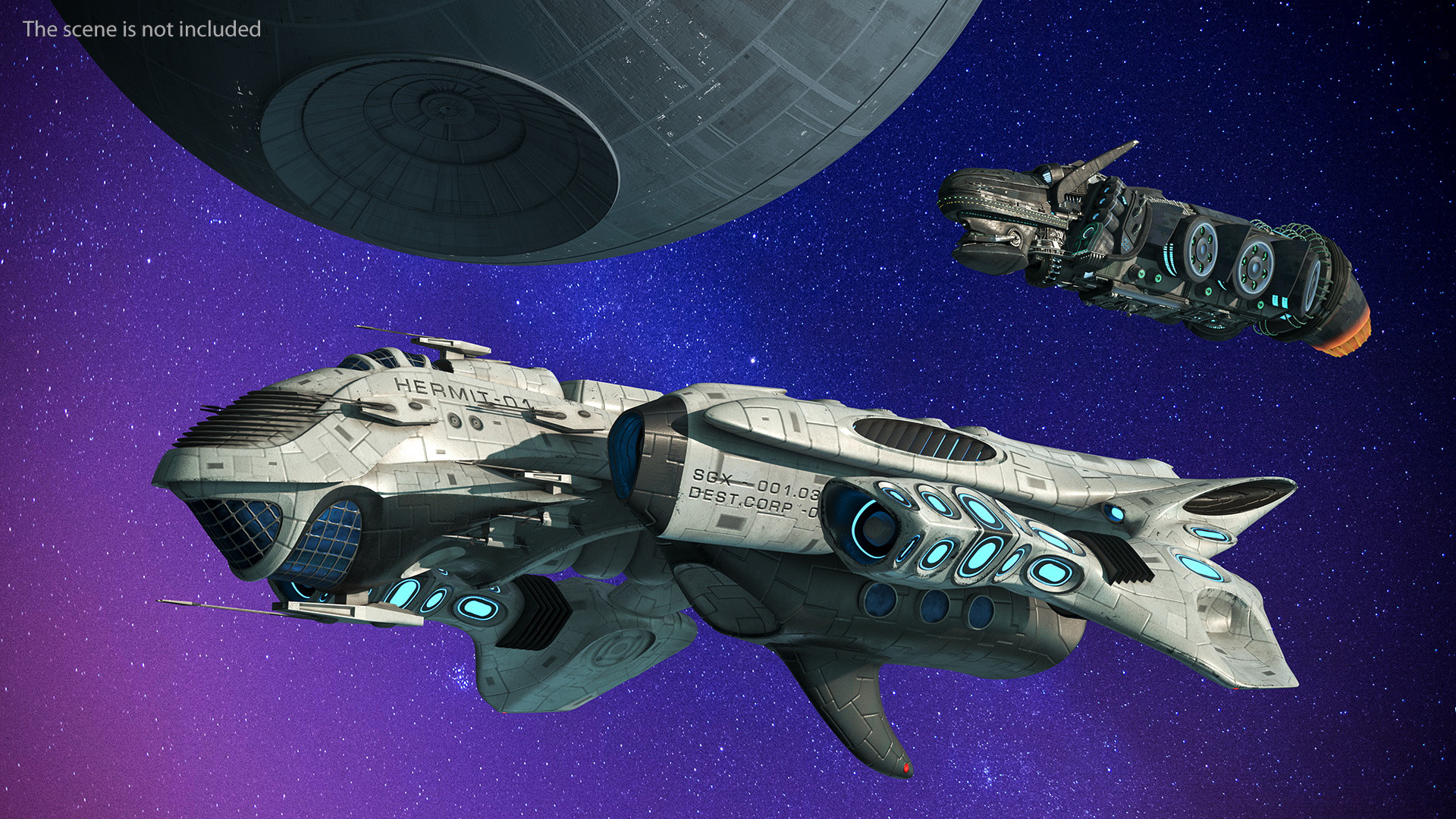 Fantastic Battle Spaceship White 3D