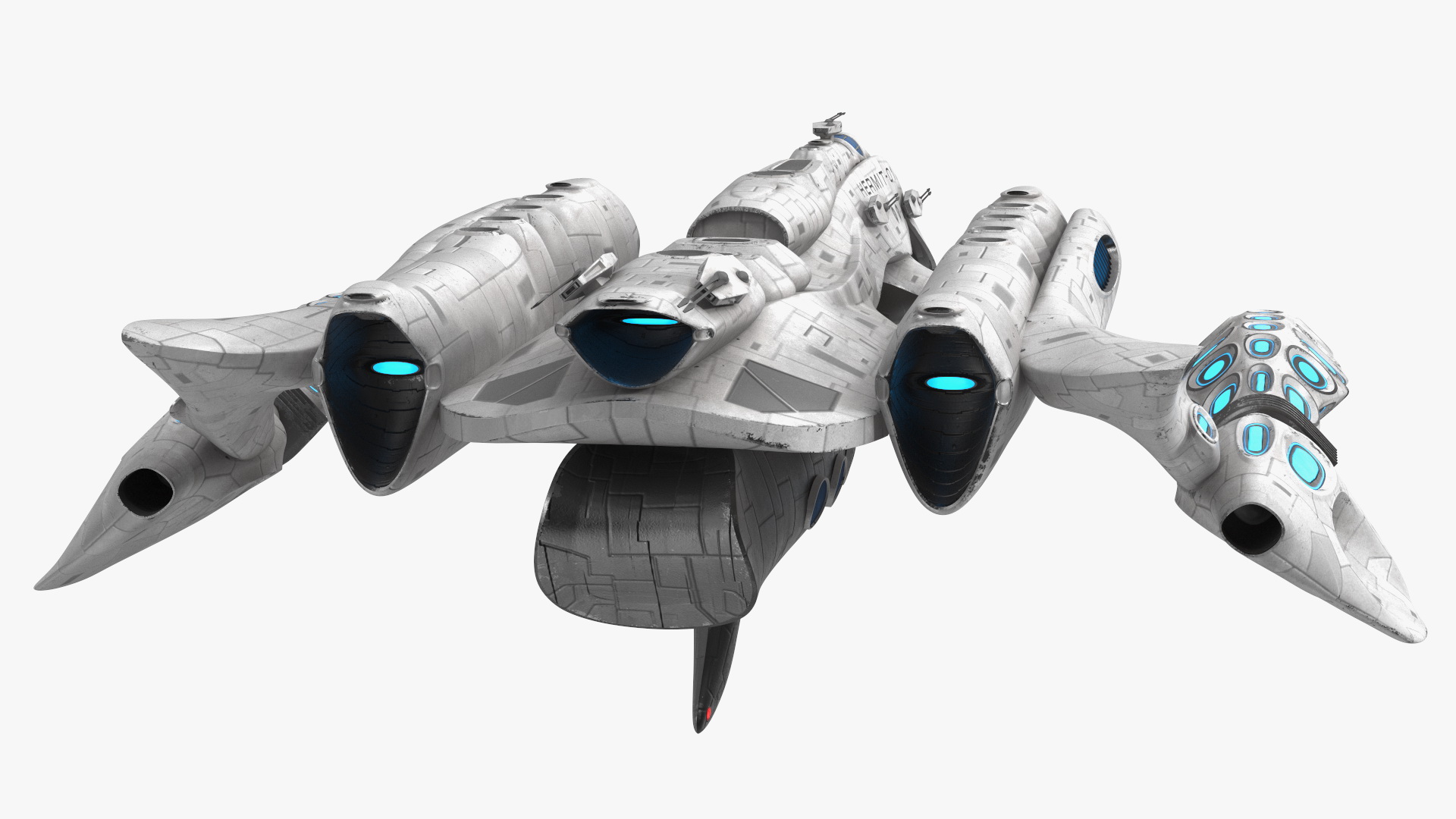 Fantastic Battle Spaceship White 3D