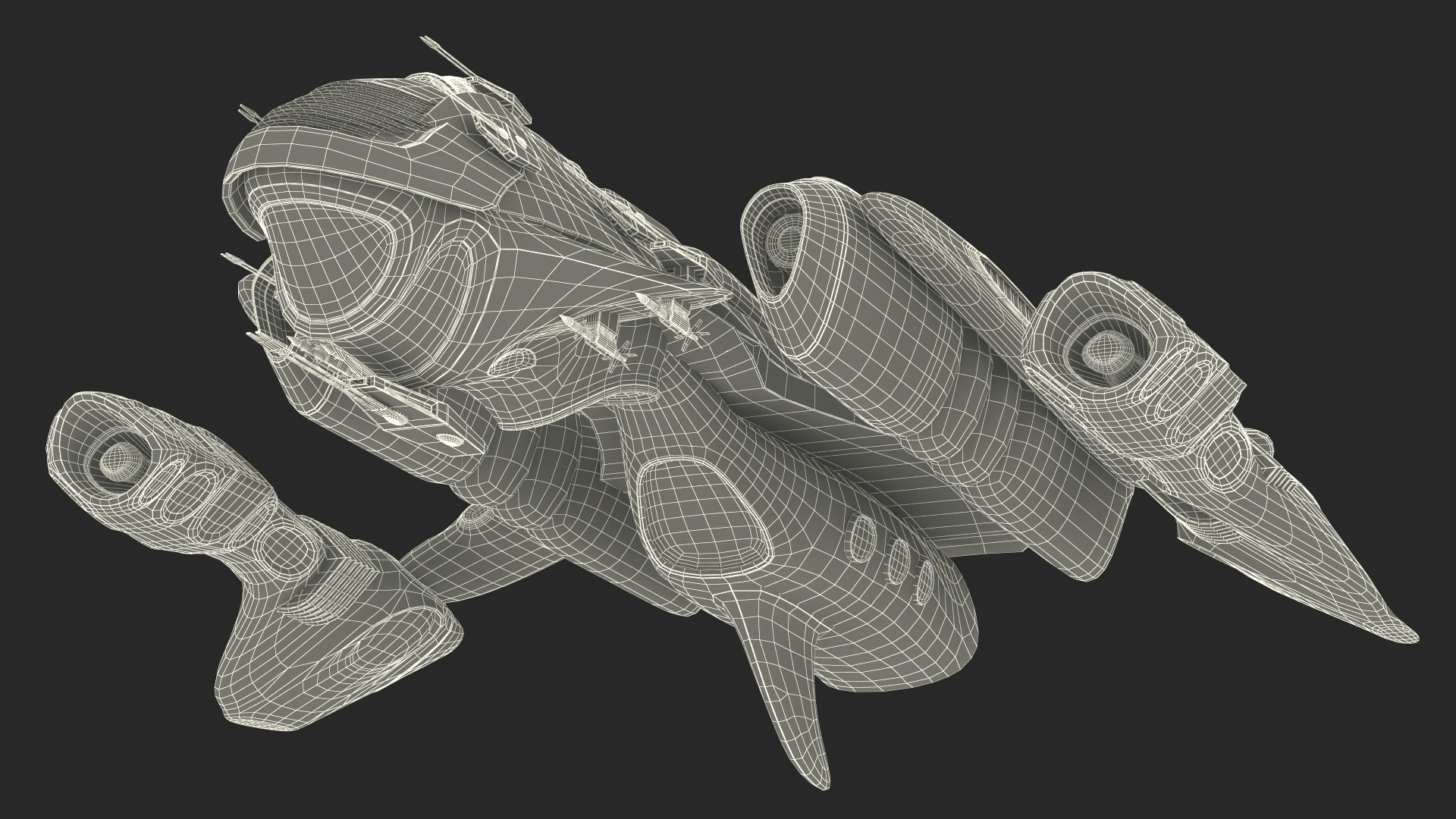 Fantastic Battle Spaceship White 3D