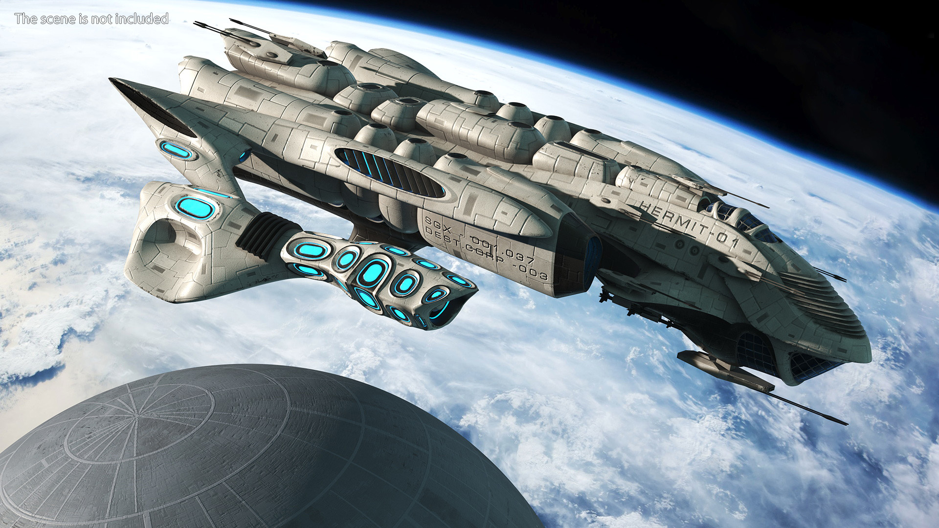 Fantastic Battle Spaceship White 3D