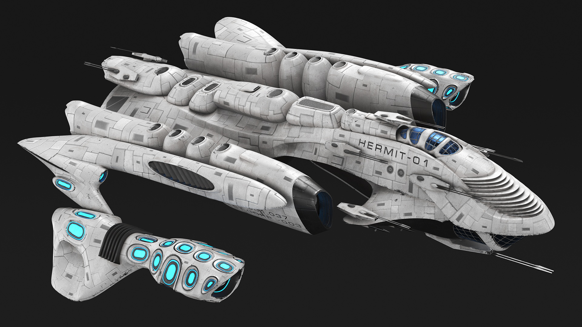 Fantastic Battle Spaceship White 3D