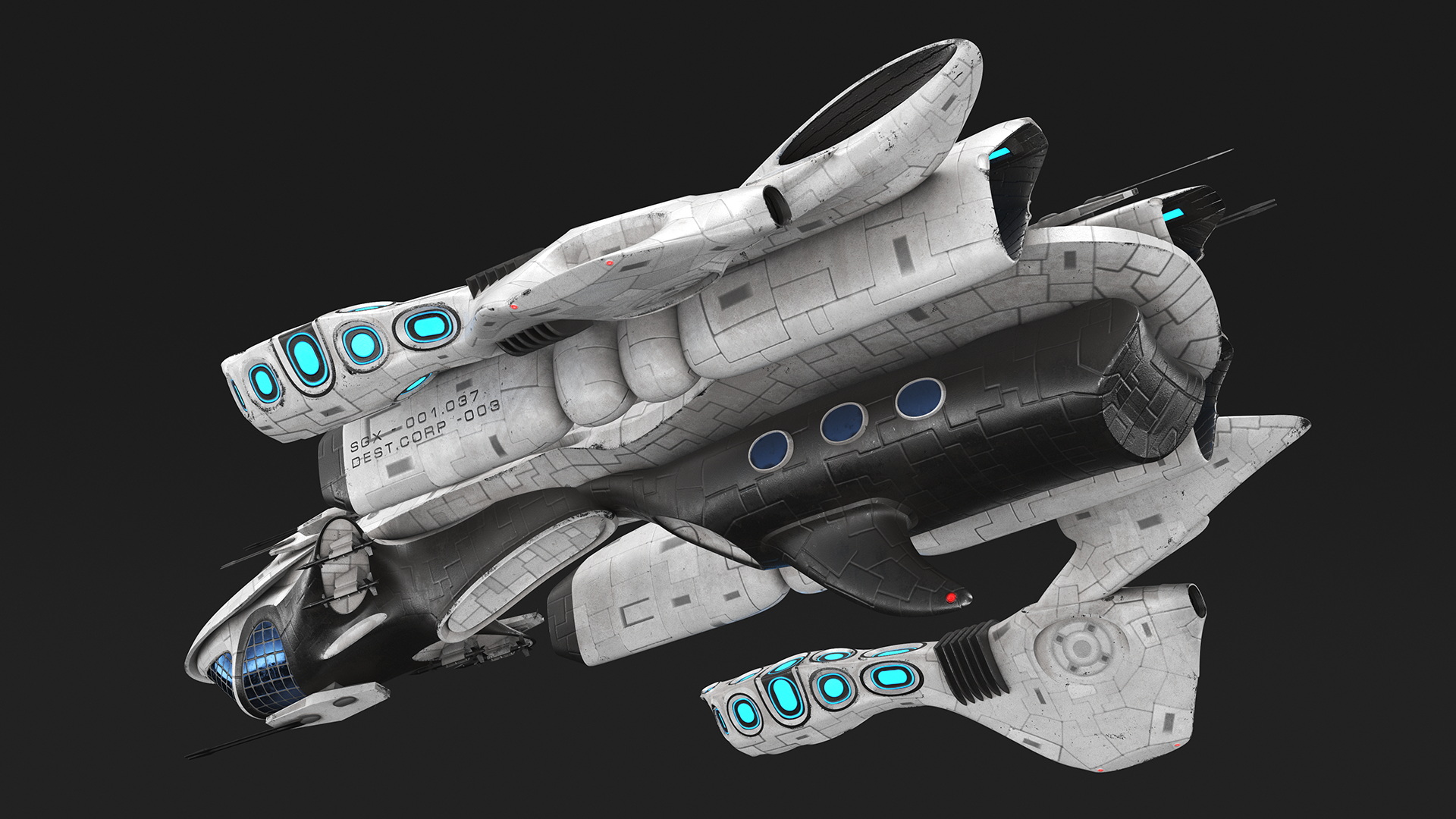 Fantastic Battle Spaceship White 3D