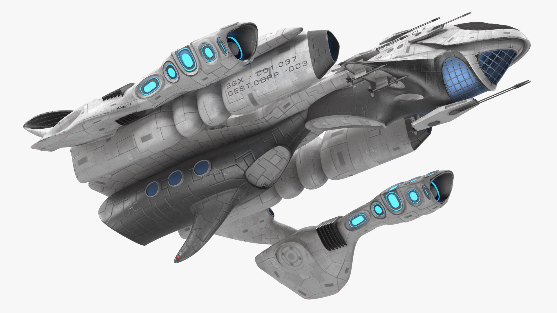 Fantastic Battle Spaceship White 3D