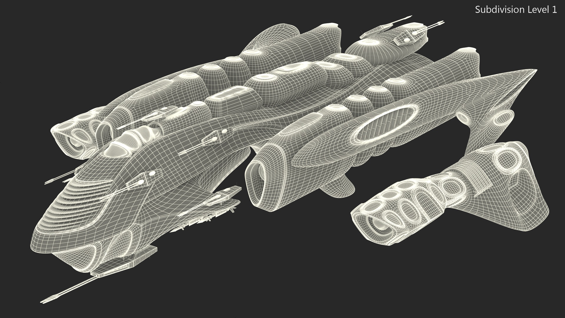 Fantastic Battle Spaceship White 3D