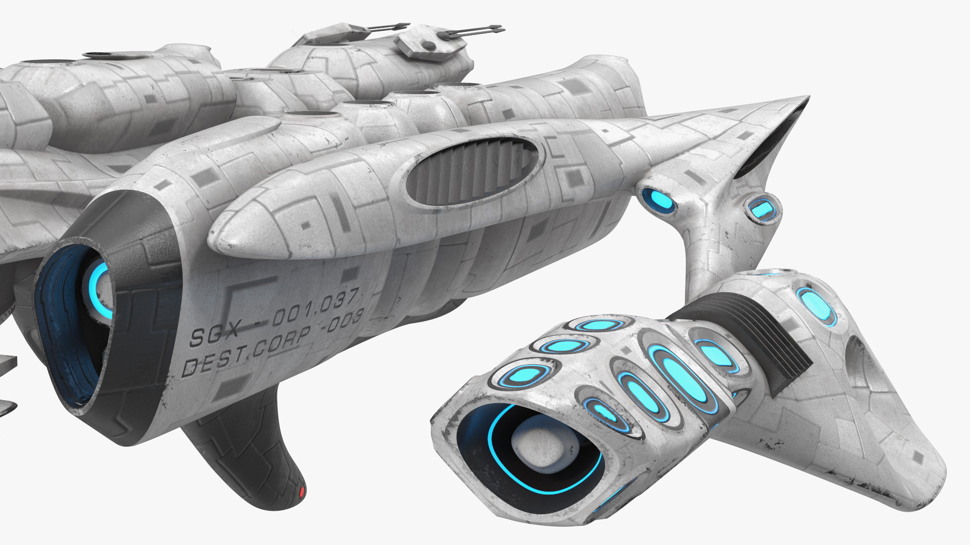 Fantastic Battle Spaceship White 3D