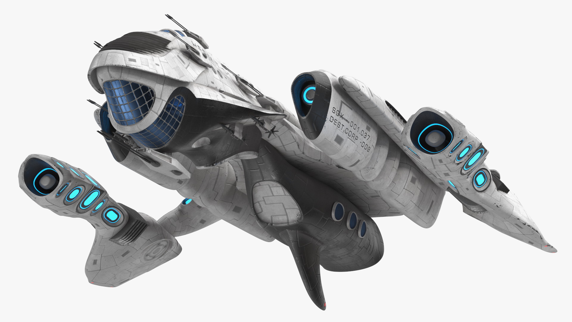 Fantastic Battle Spaceship White 3D