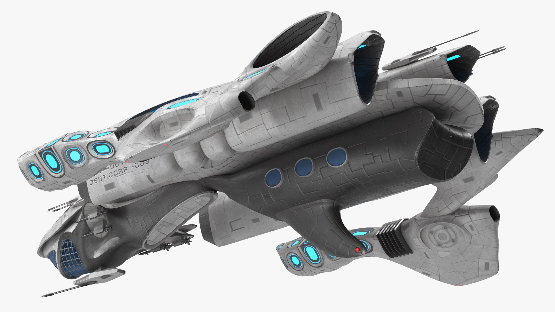 Fantastic Battle Spaceship White 3D
