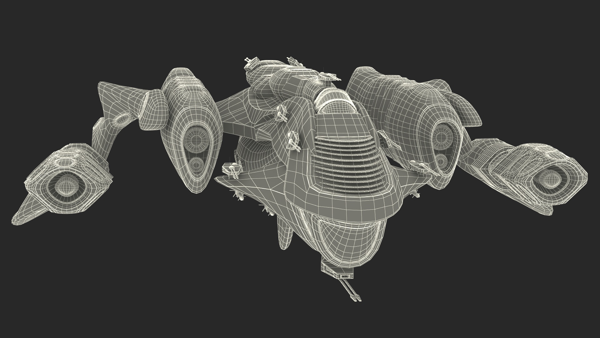 Fantastic Battle Spaceship White 3D