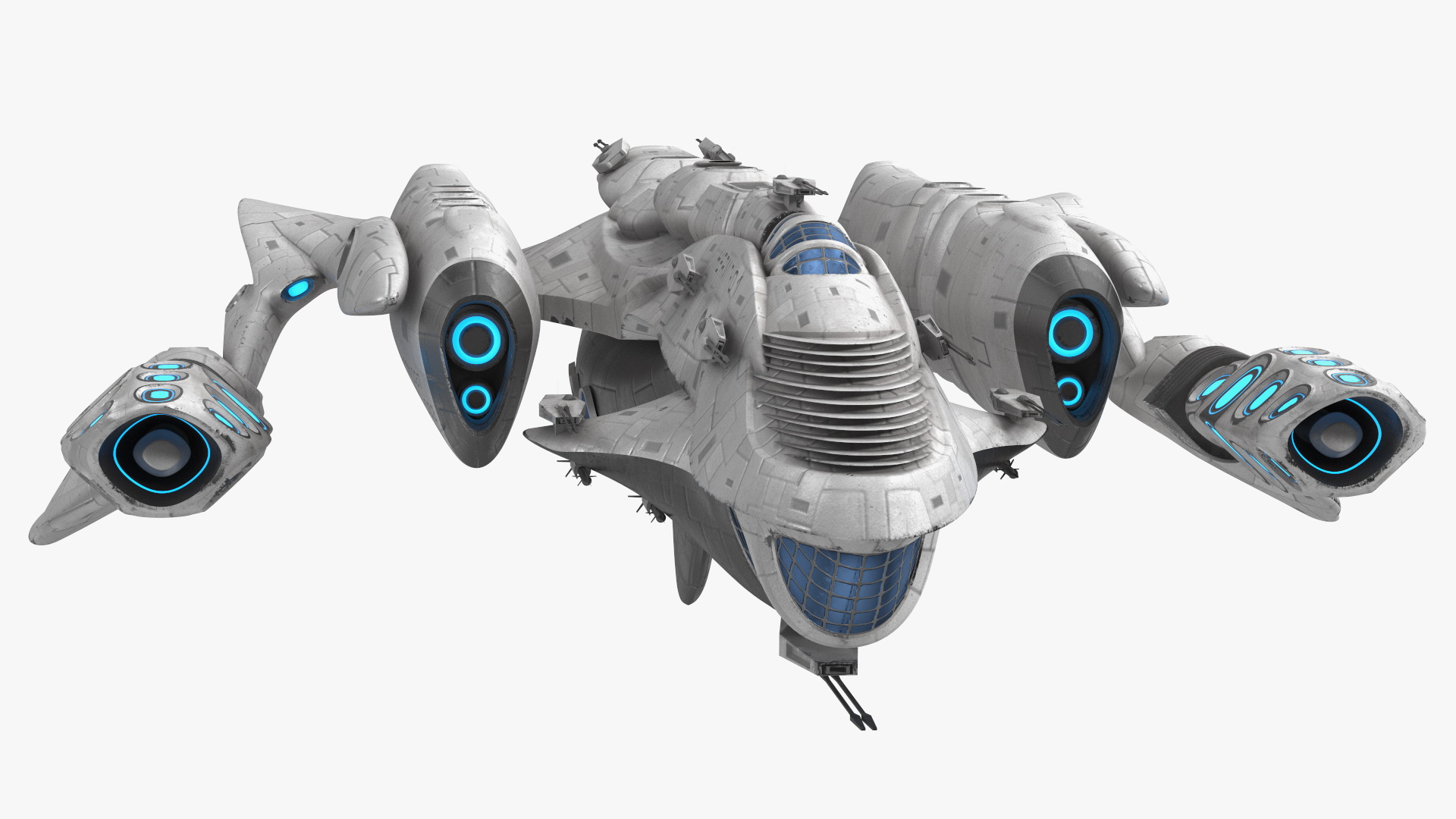 Fantastic Battle Spaceship White 3D