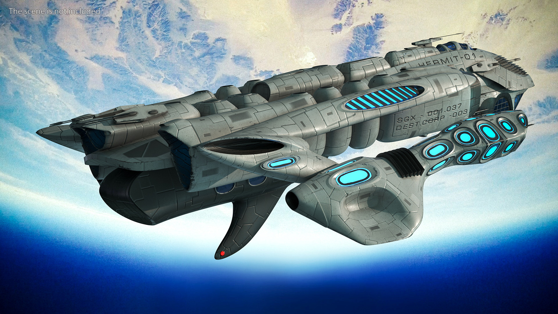 Fantastic Battle Spaceship White 3D
