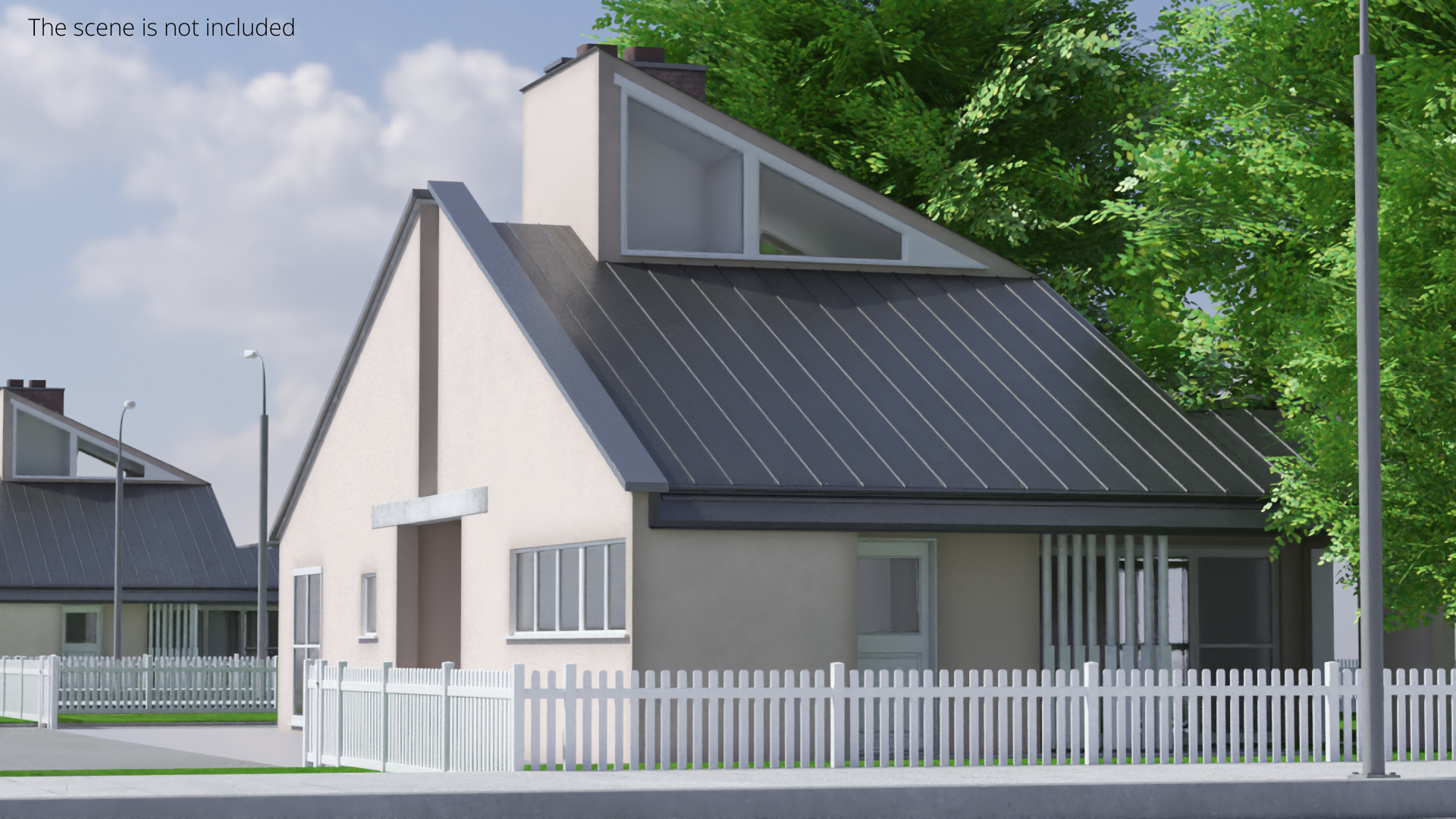 Minimalist House with Brick Chimney Beige Simplified - view 3