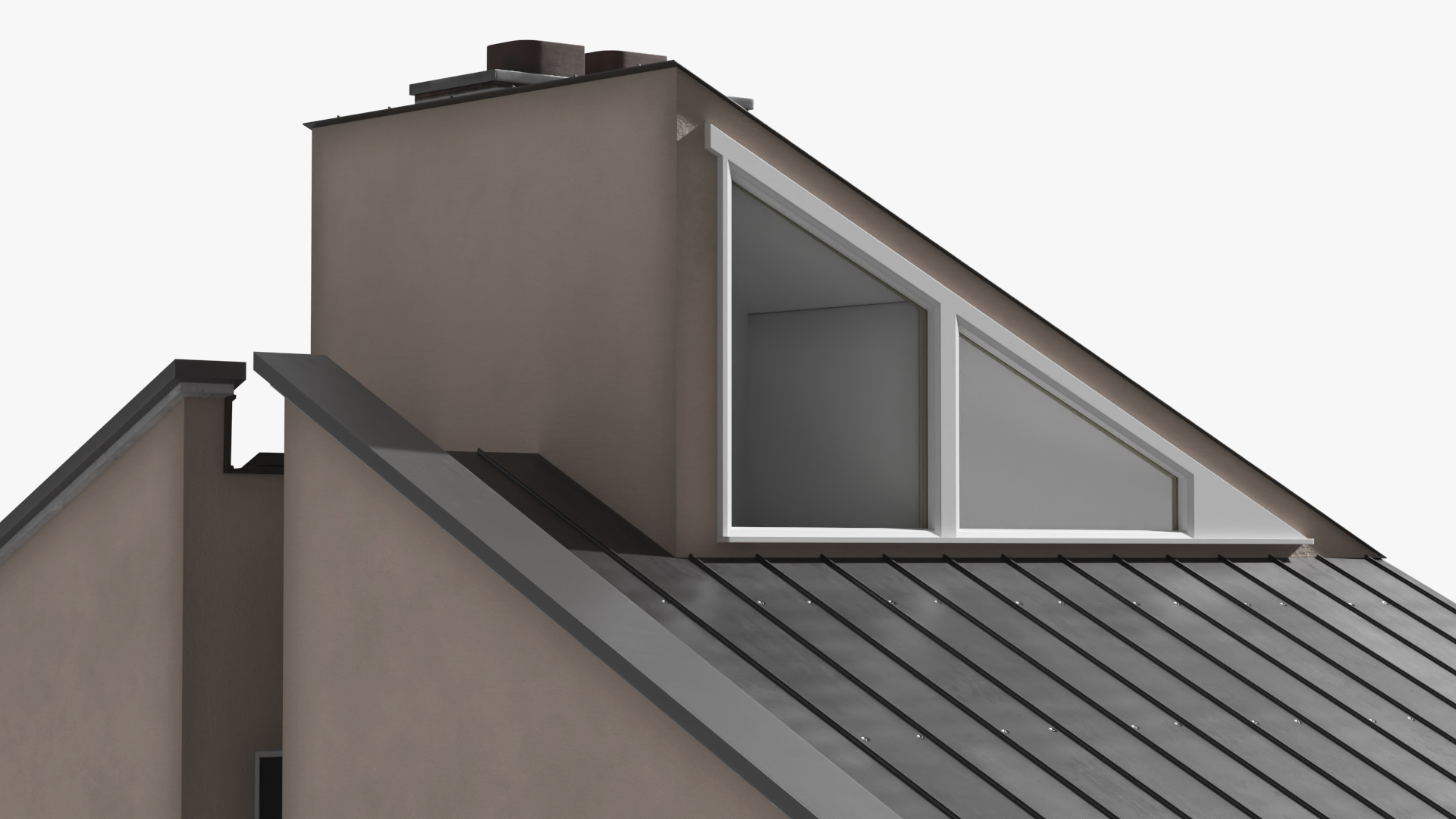 Minimalist House with Brick Chimney Beige Simplified - view 8