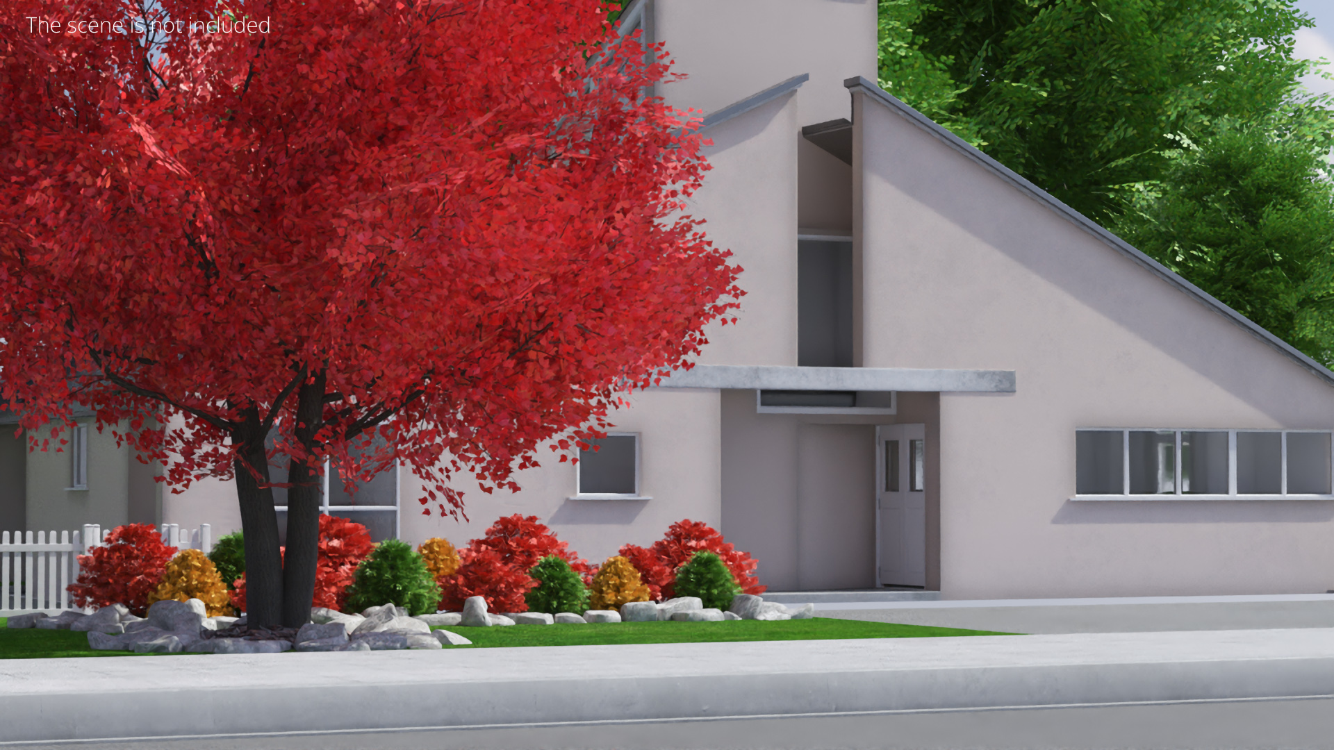 Minimalist House with Brick Chimney Beige Simplified - view 4