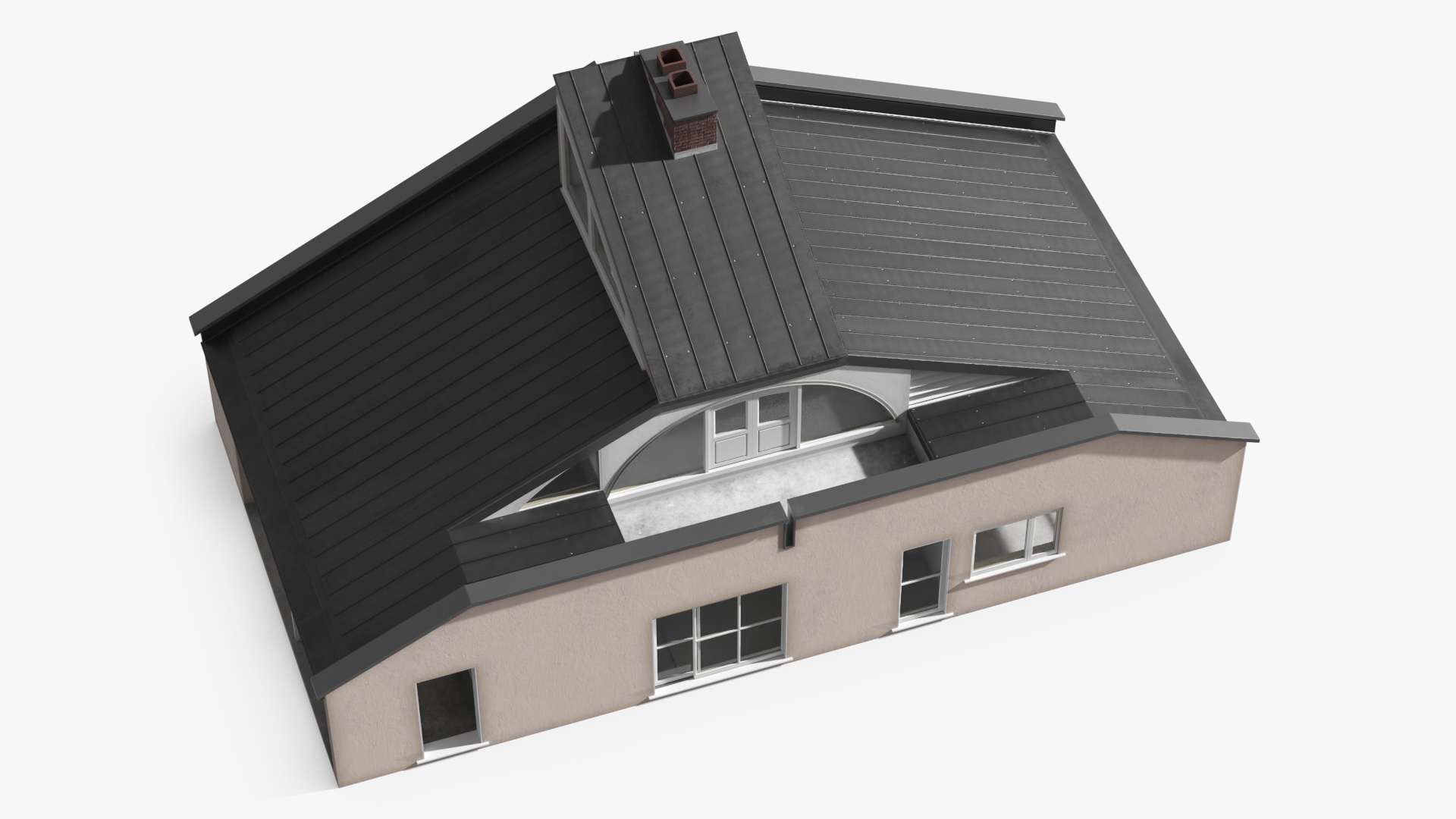 Minimalist House with Brick Chimney Beige Simplified - view 6