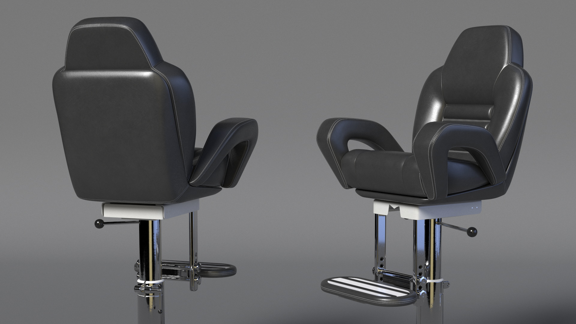3D Captain Helm Chair with Footrest Black model
