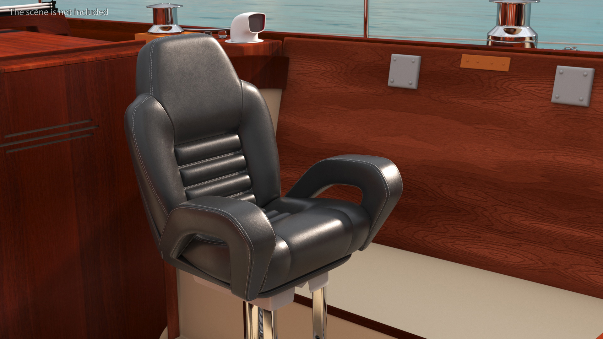 3D Captain Helm Chair with Footrest Black model