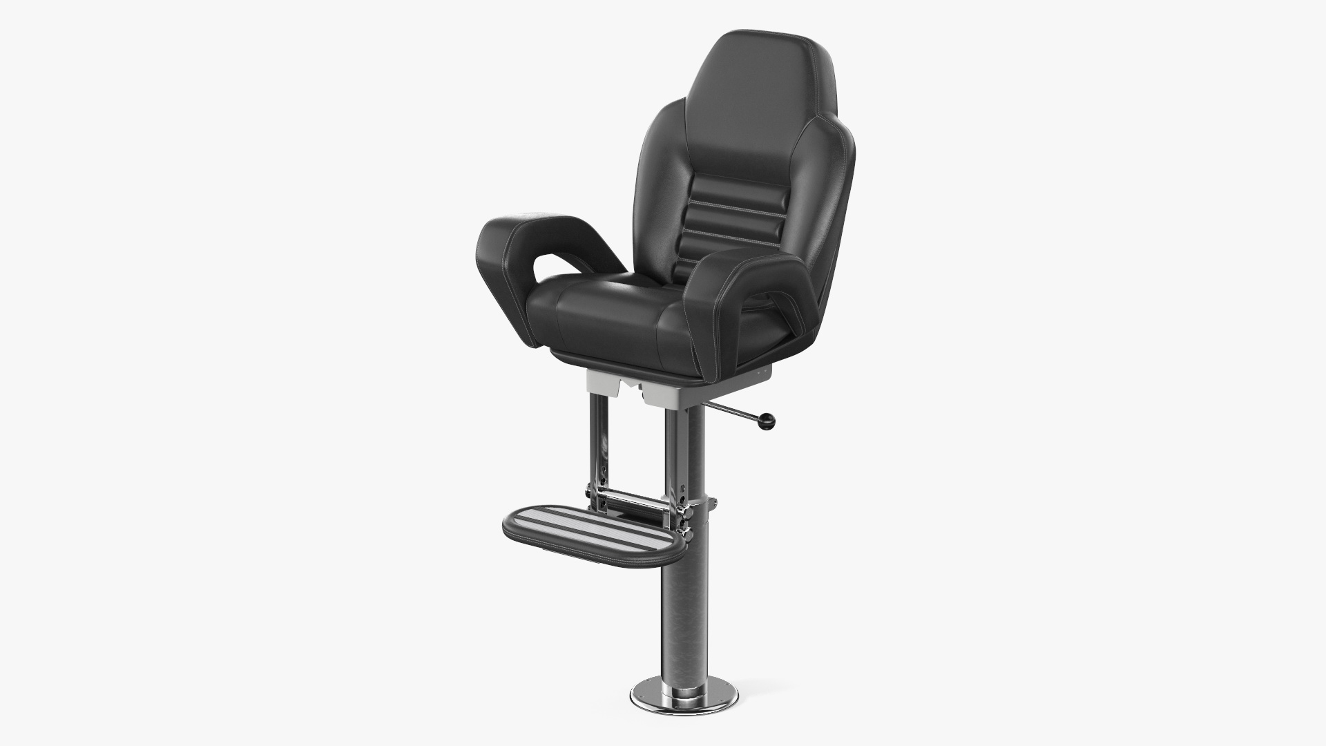 3D Captain Helm Chair with Footrest Black model