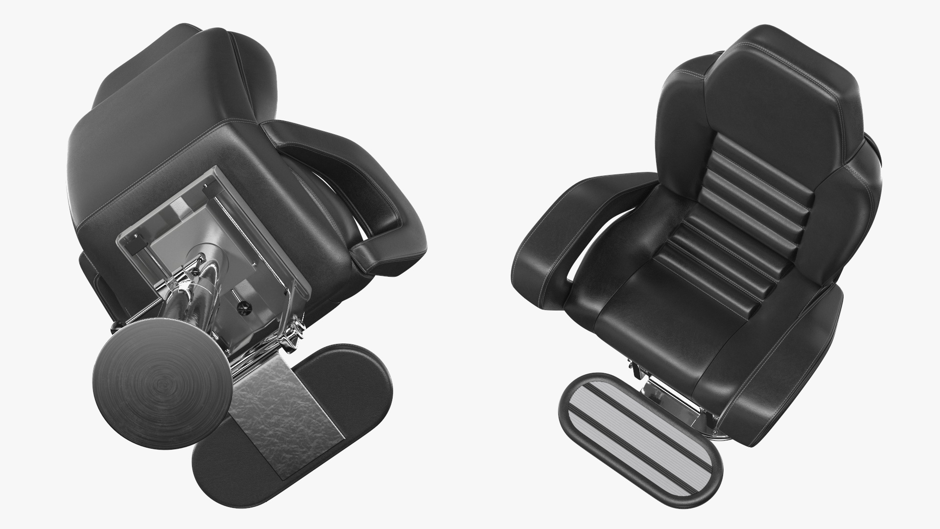 3D Captain Helm Chair with Footrest Black model