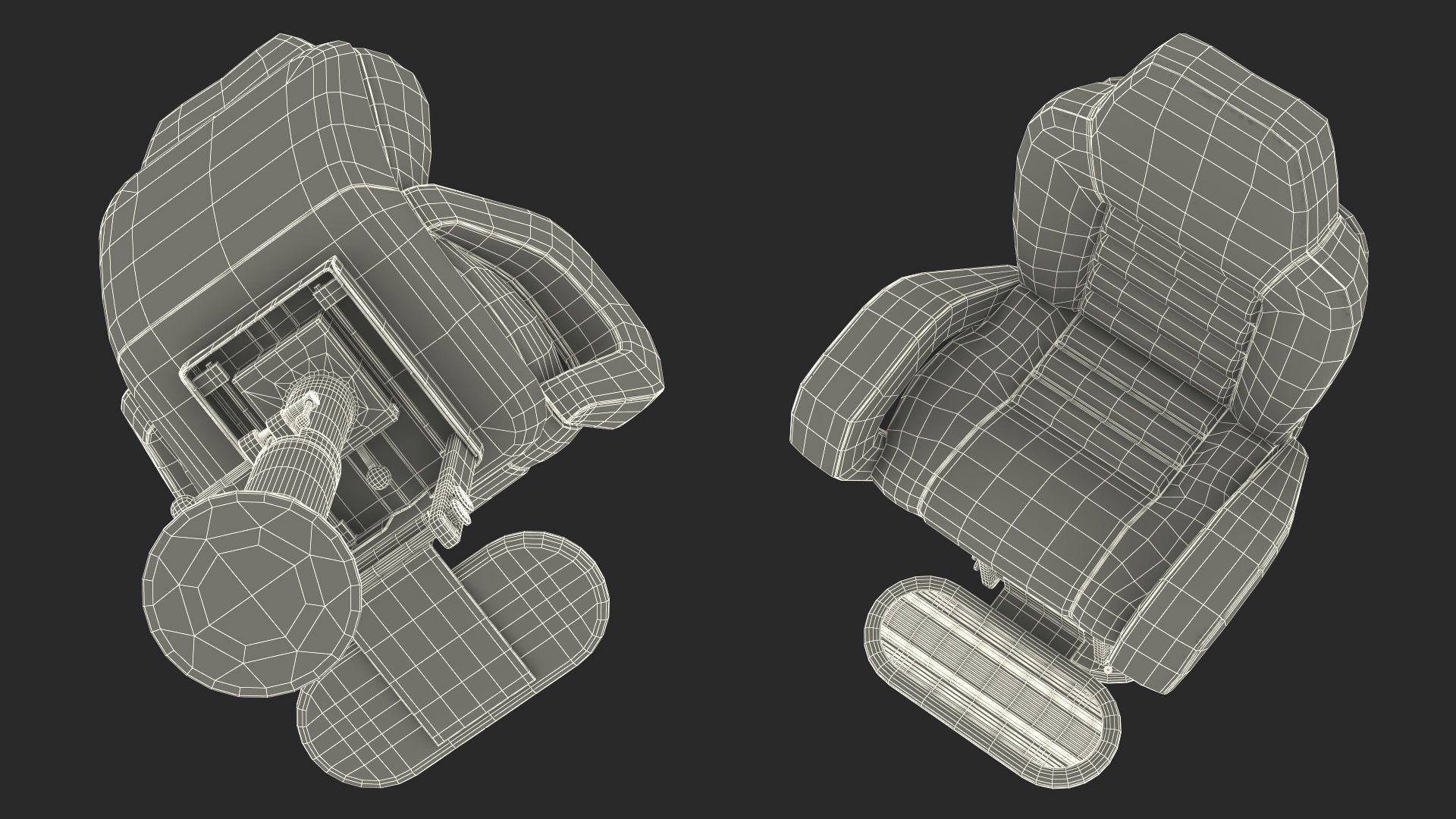 3D Captain Helm Chair with Footrest Black model