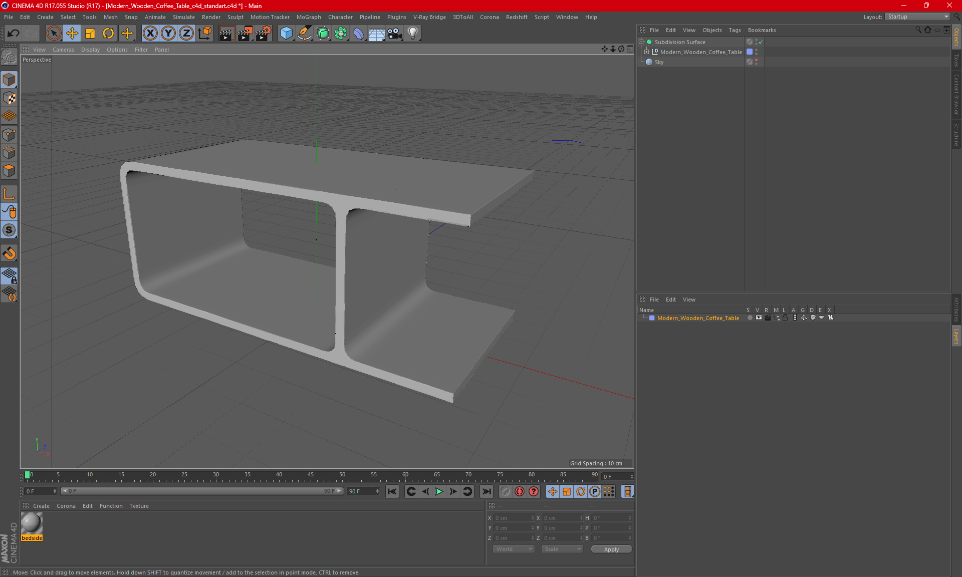 Modern Wooden Coffee Table for 3D Print 3D model