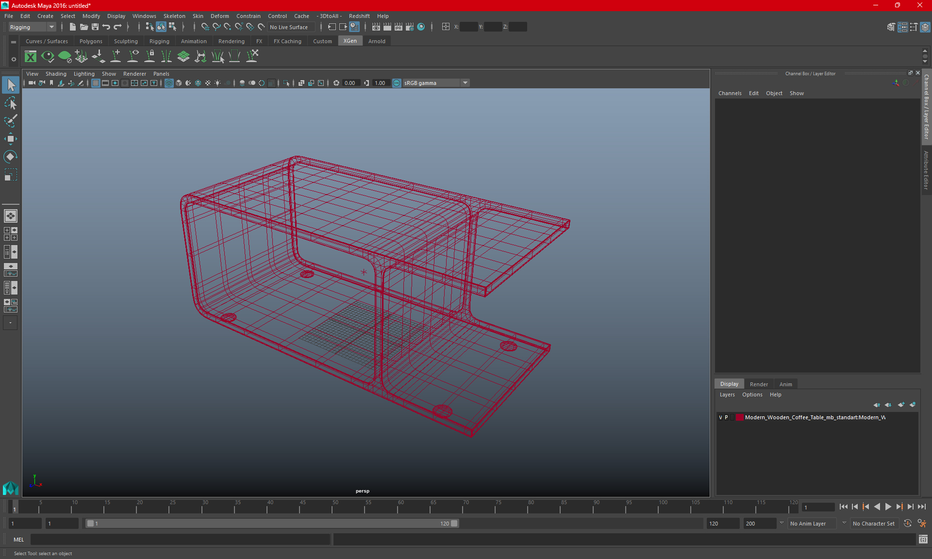 Modern Wooden Coffee Table for 3D Print 3D model