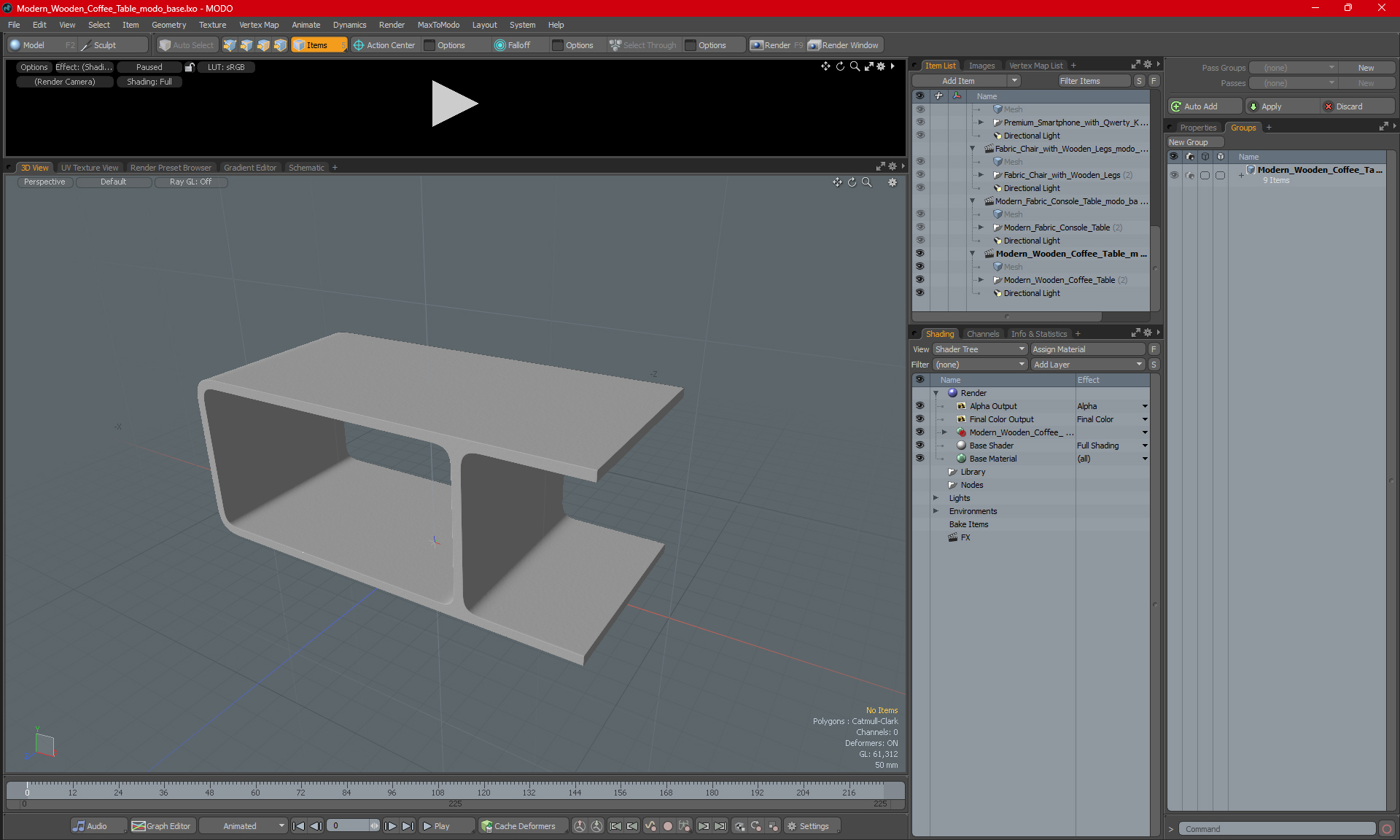 Modern Wooden Coffee Table for 3D Print 3D model