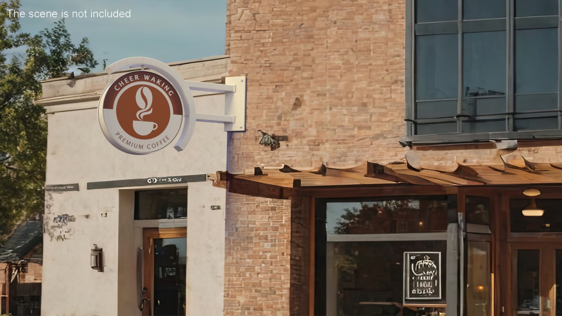Corner Coffee Shop Signage Wall Mounted 3D model
