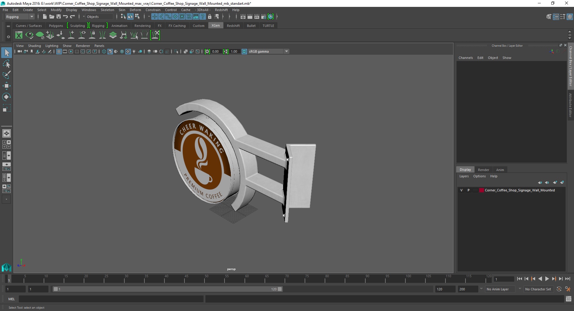 Corner Coffee Shop Signage Wall Mounted 3D model