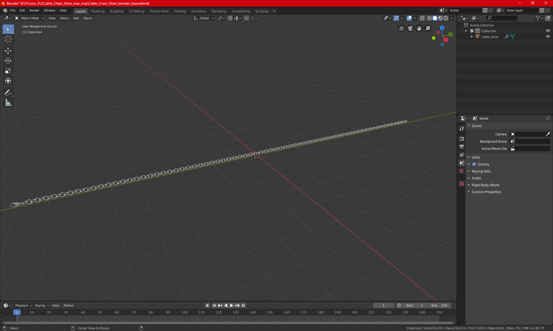 3D Cable Chain Silver model