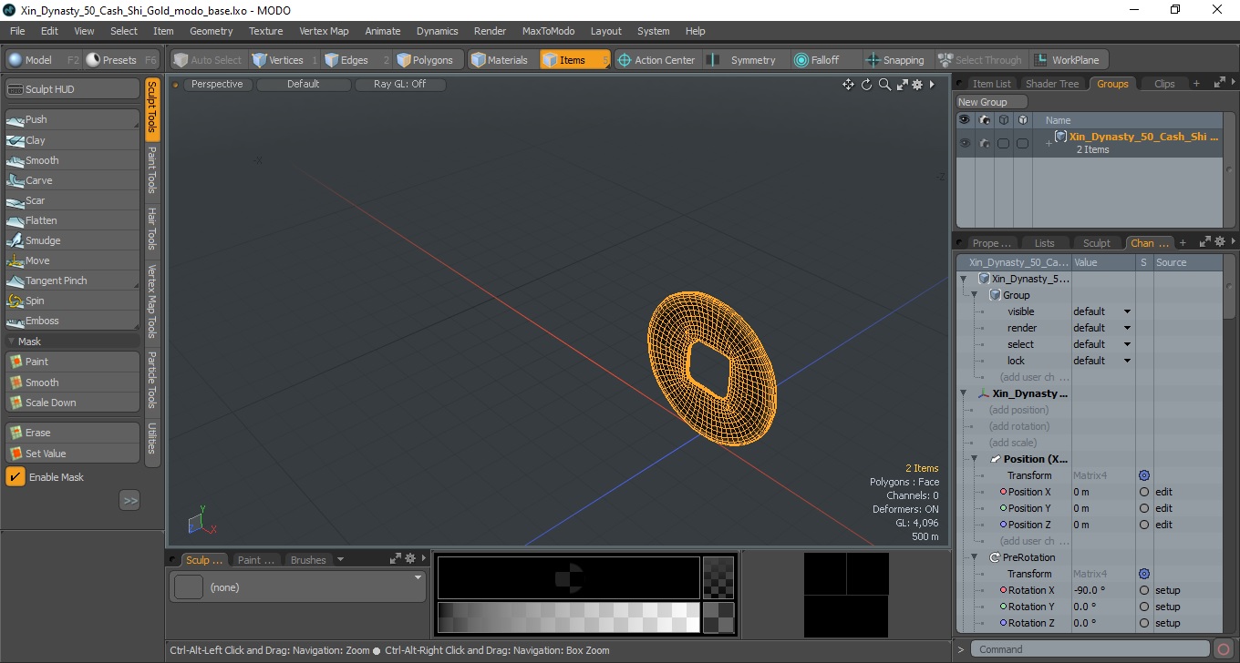 3D Xin Dynasty 50 Cash Shi Gold model