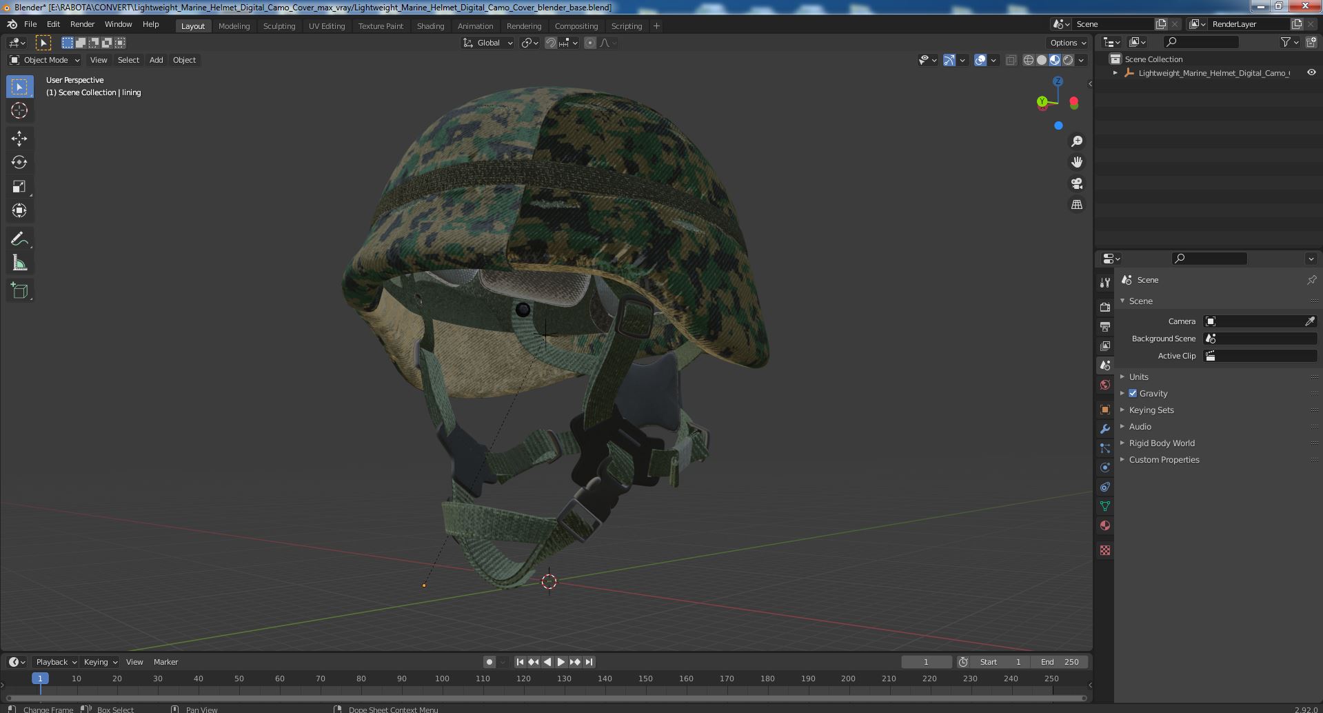 Lightweight Marine Helmet Digital Camo Cover 3D model